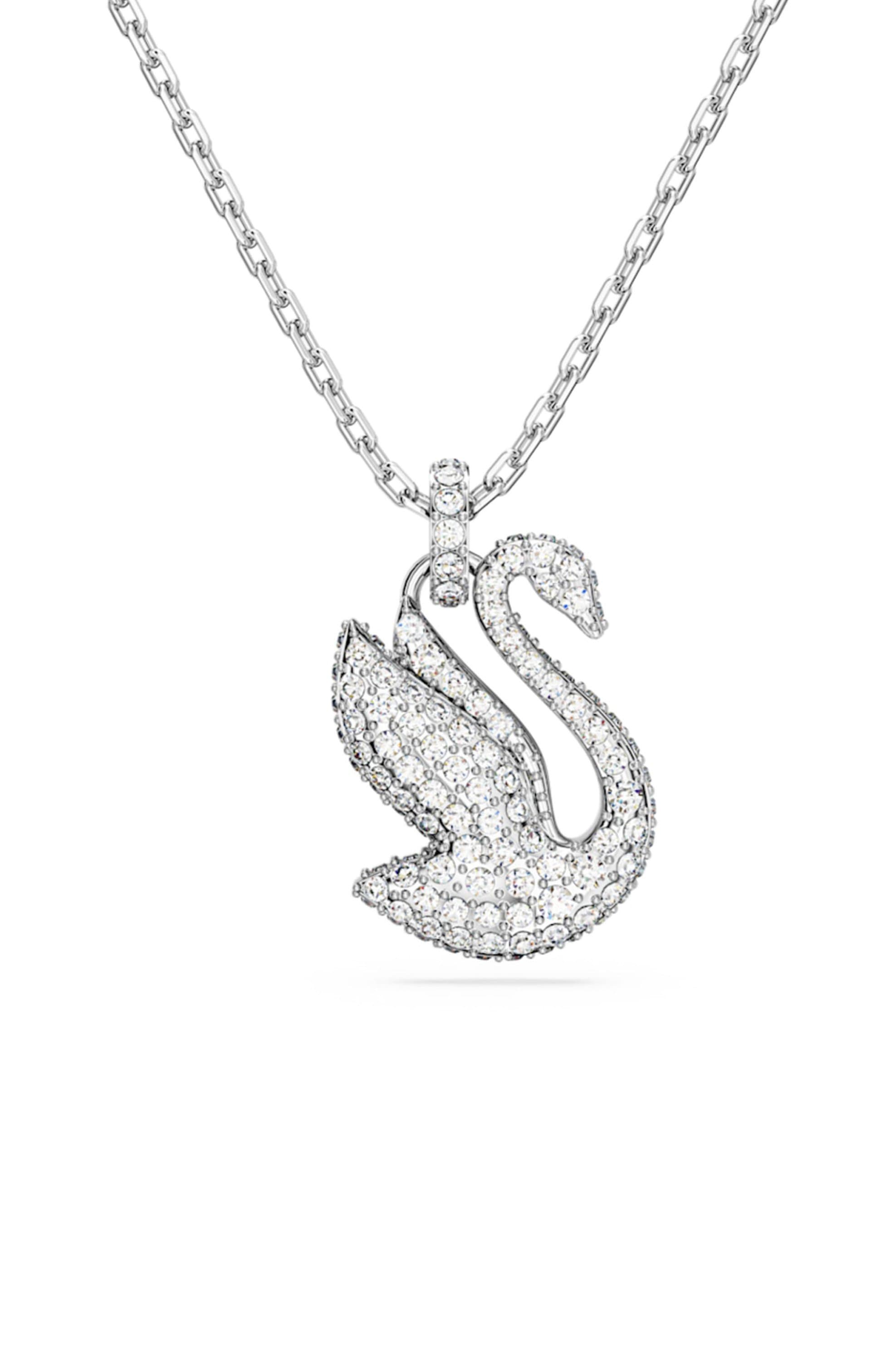 Swarovski γυναικείο μενταγιόν Iconic Swan Κύκνος, Mεσαίο, Λευκό, Επιμετάλλωση ροδίου