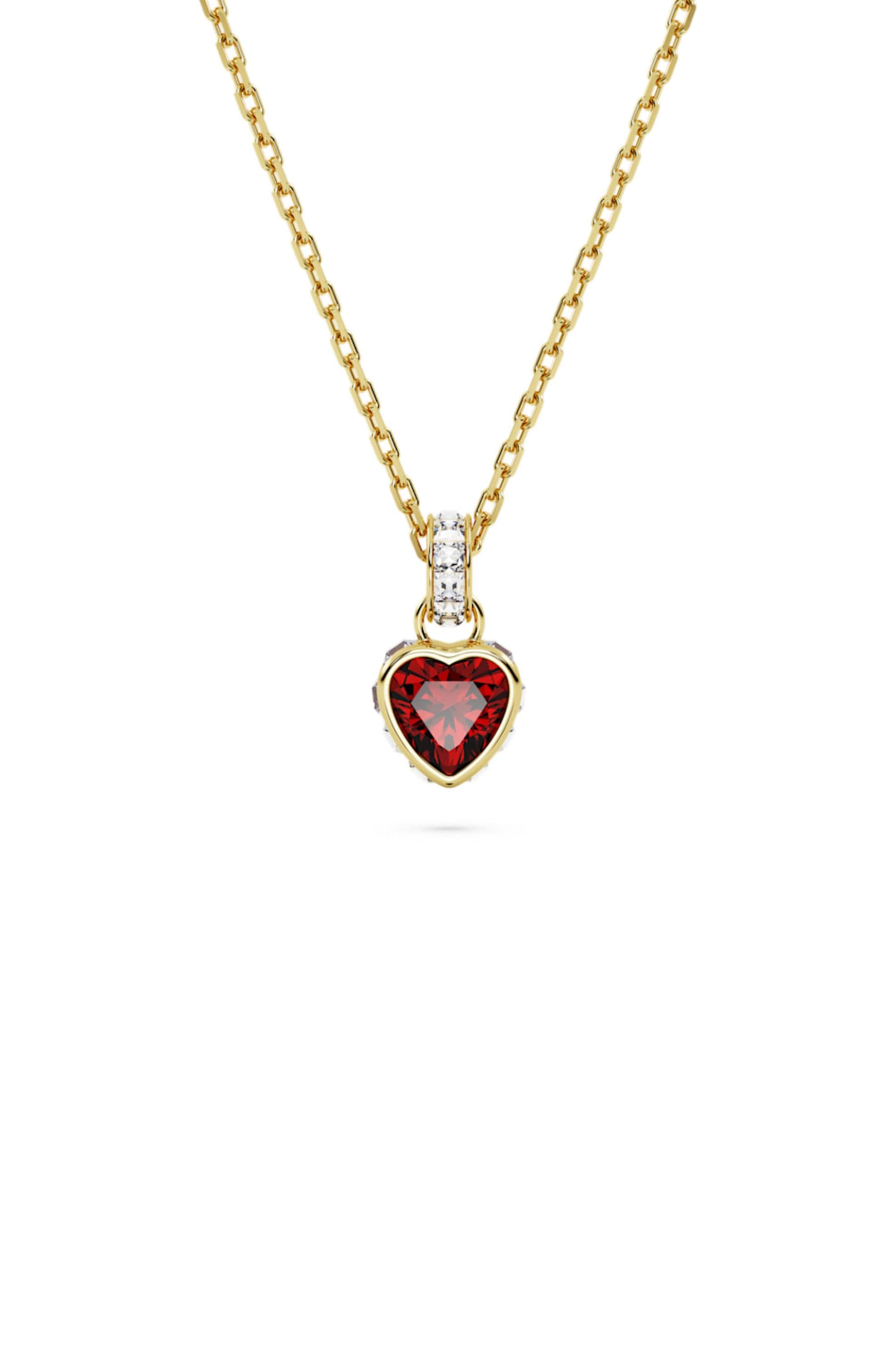 Swarovski γυναικείο μενταγιόν καρδιά, κόκκινο, επιμετάλλωση σε χρυσαφί τόνο "Stilla"