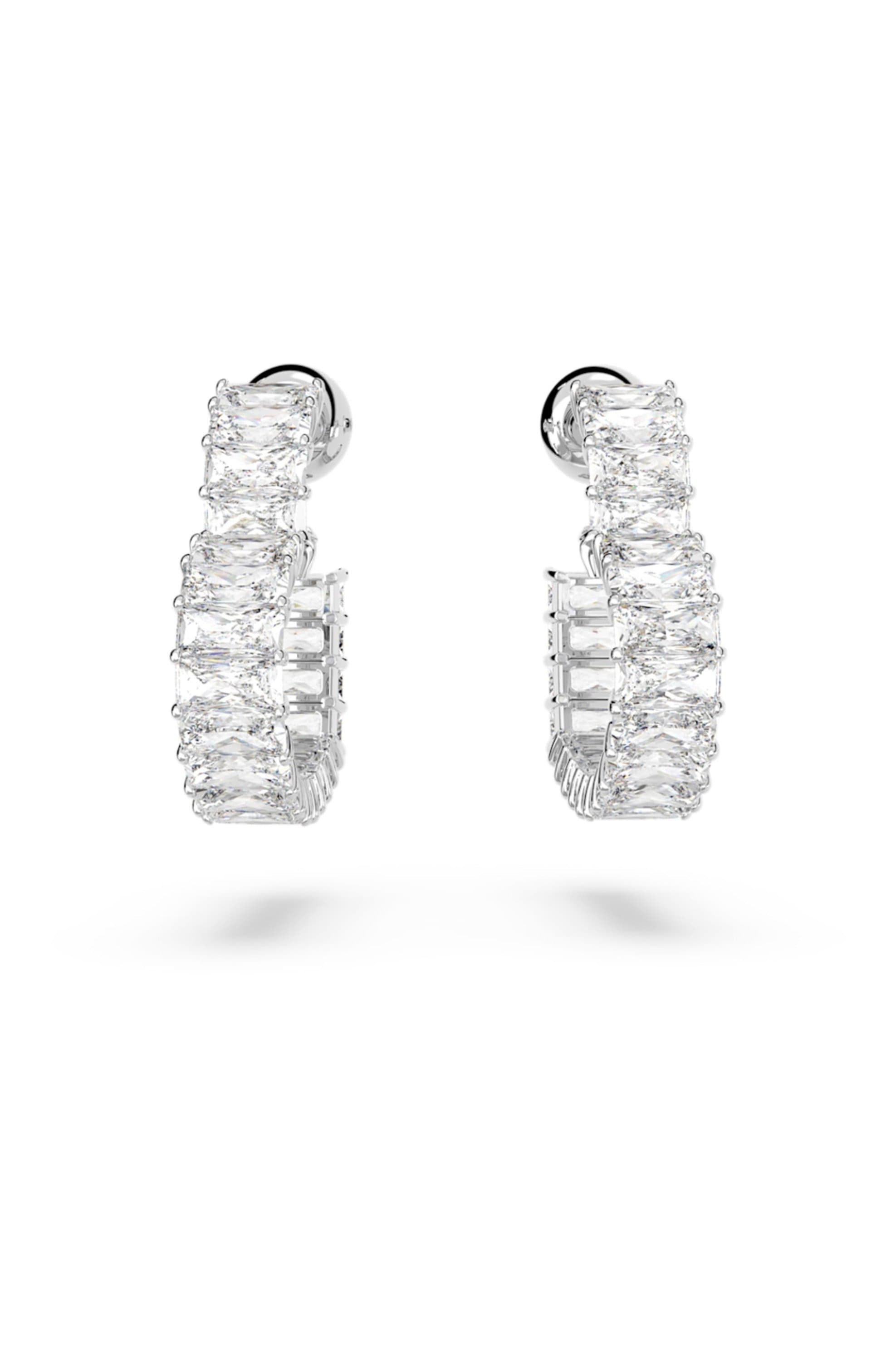 Swarovski γυναικείοι κρίκοι καρδιά, μικρά, λευκά, επιμετάλλωση ροδίου "Matrix"