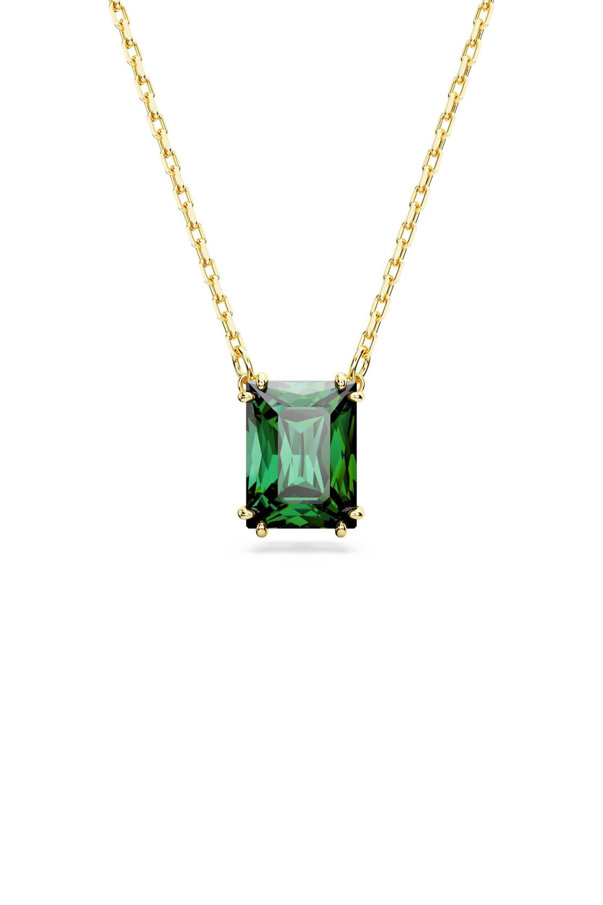 Swarovski γυναικείο μενταγιόν ορθογώνια κοπή, πράσινο, επιμετάλλωση σε χρυσαφί τόνο "Stilla"