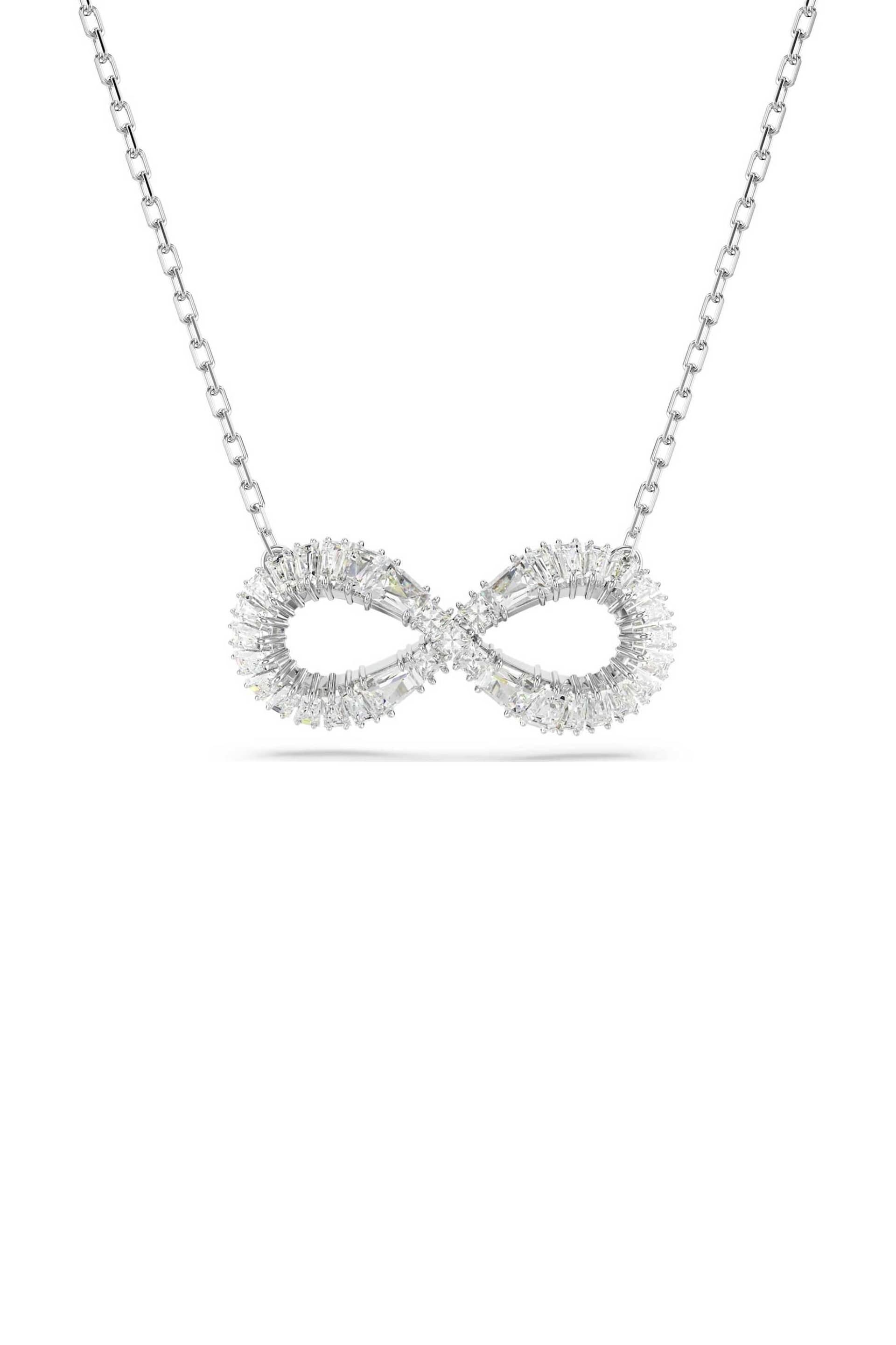 Swarovski γυναικείο μενταγιόν άπειρο, λευκό, επιμετάλλωση ροδίου "Hyperbola"