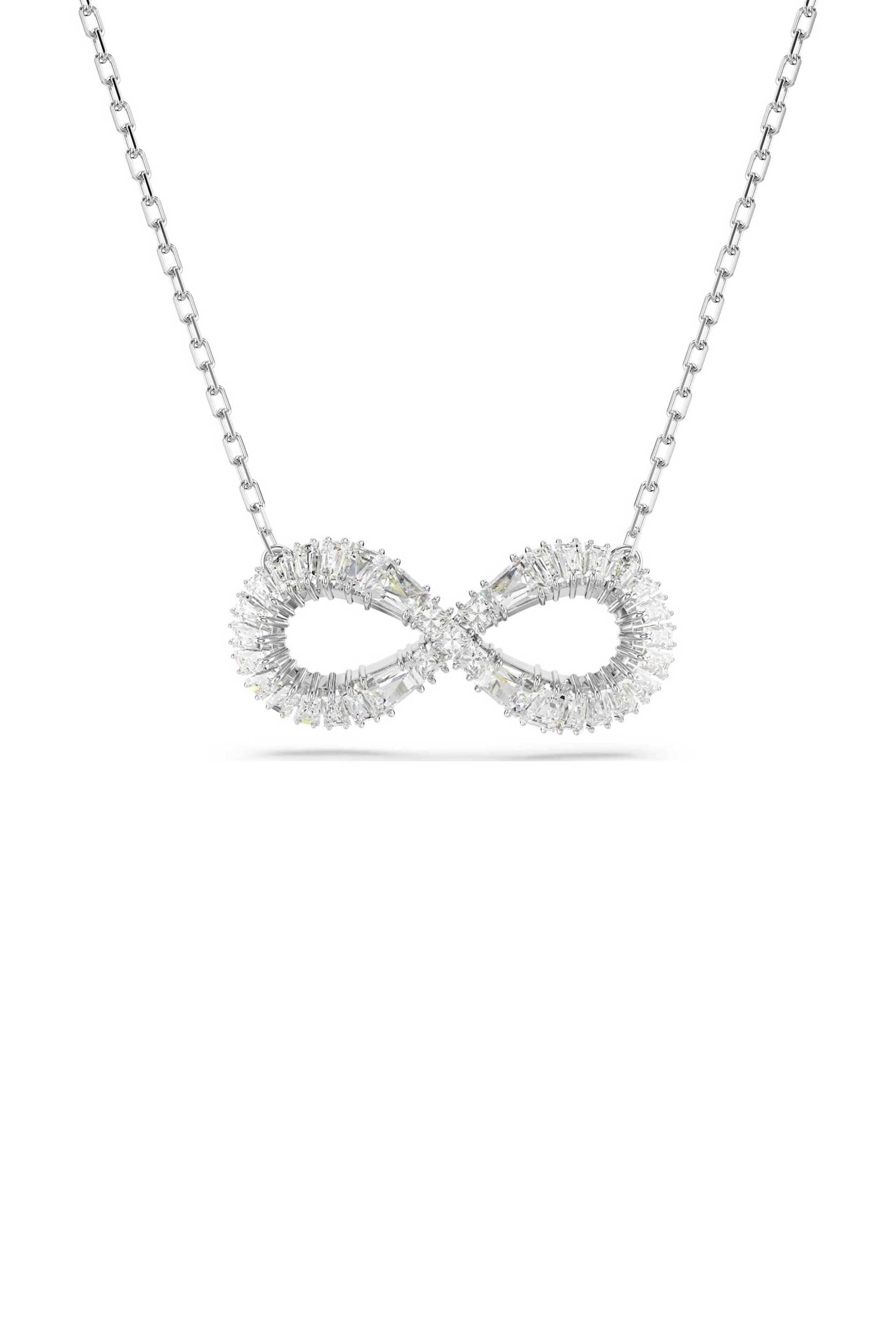 Swarovski γυναικείο μενταγιόν άπειρο, λευκό, επιμετάλλωση ροδίου "Hyperbola"