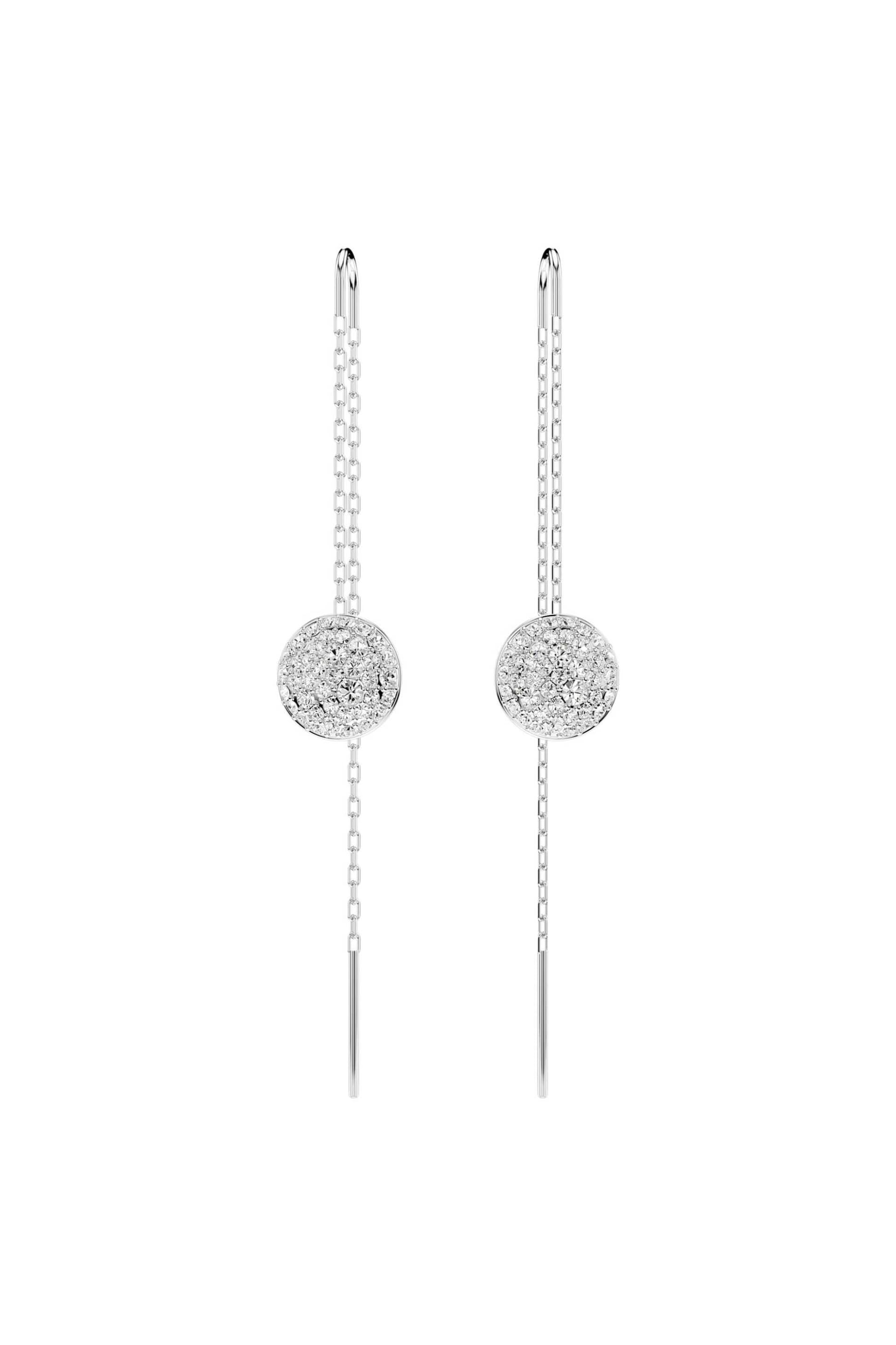 Swarovski σκουλαρίκια-σταγόνα λευκά, επιμετάλλωση ροδίου "Sublima"