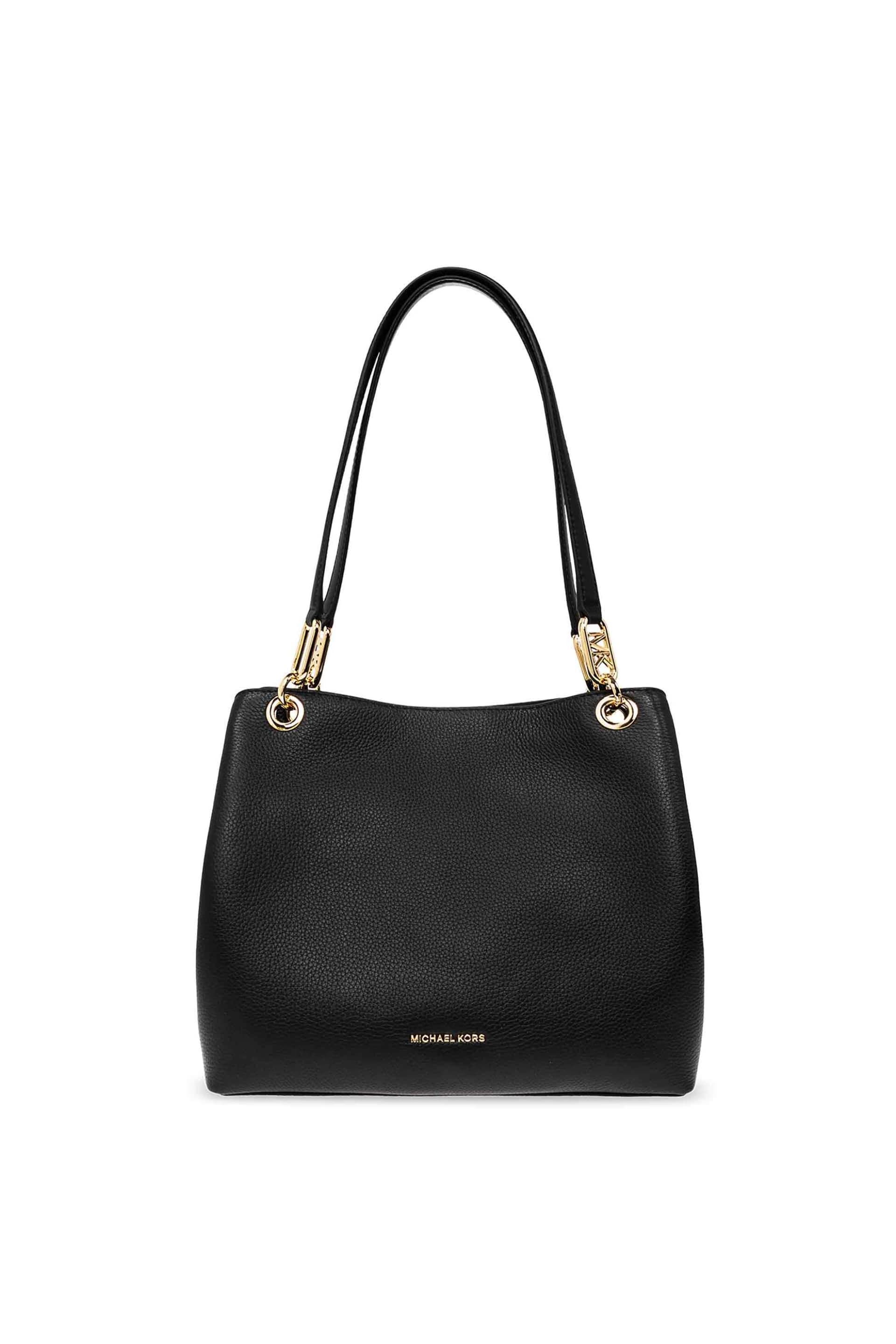 Michael Kors γυναικεία δερμάτινη τσάντα ώμου μονόχρωμη με μεταλλικό λογότυπο "Kensington" | ONE SIZE