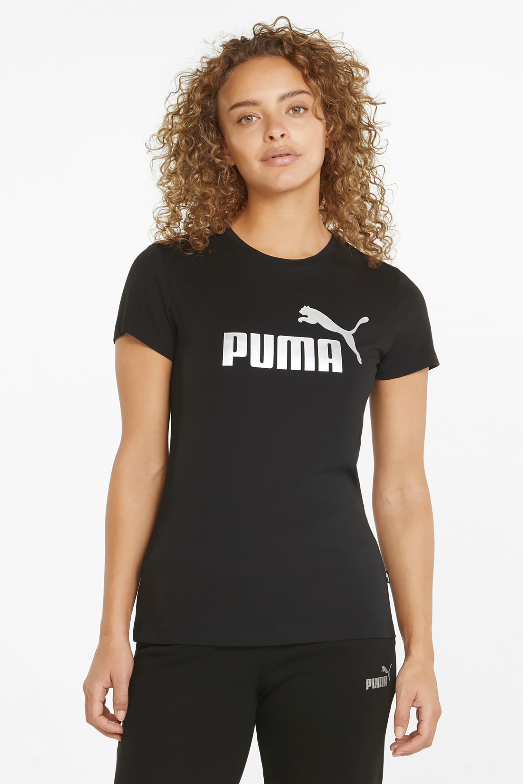 Puma γυναικείο T-shirt με logo print Regular Fit "Essentials Metallic Logo" | S