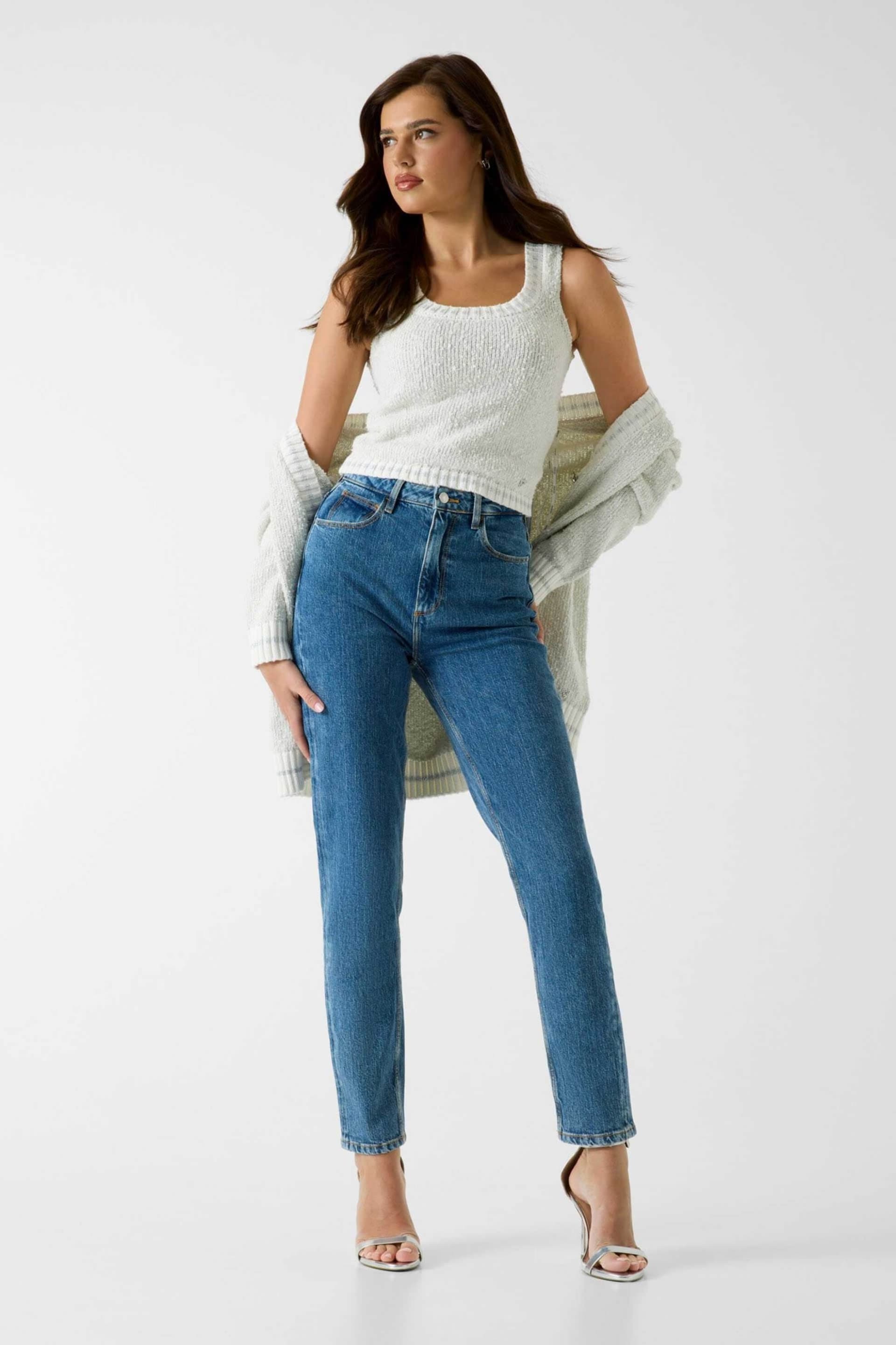 Guess γυναικείο τζιν παντελόνι πεντάτσεπο Mom Fit