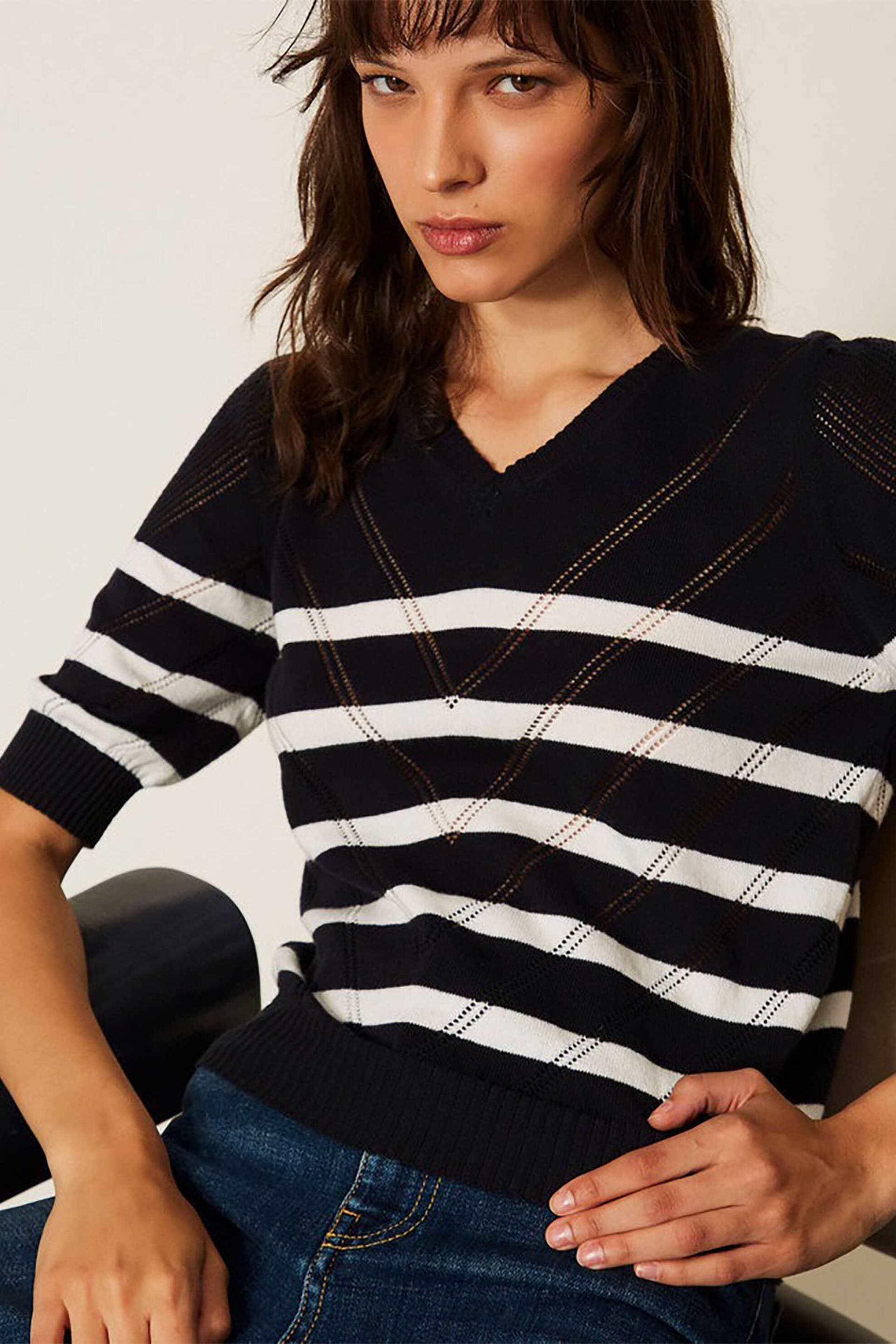 Twinset γυναικεία πλεκτή μπλούζα ριγέ