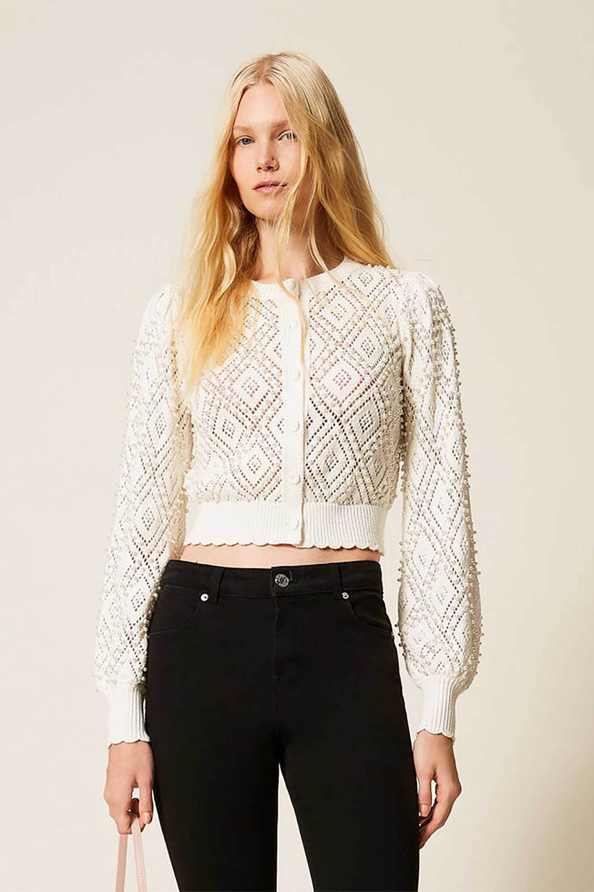 Twinset γυναικεία πλεκτή ζακέτα με διάτρητο σχέδιο