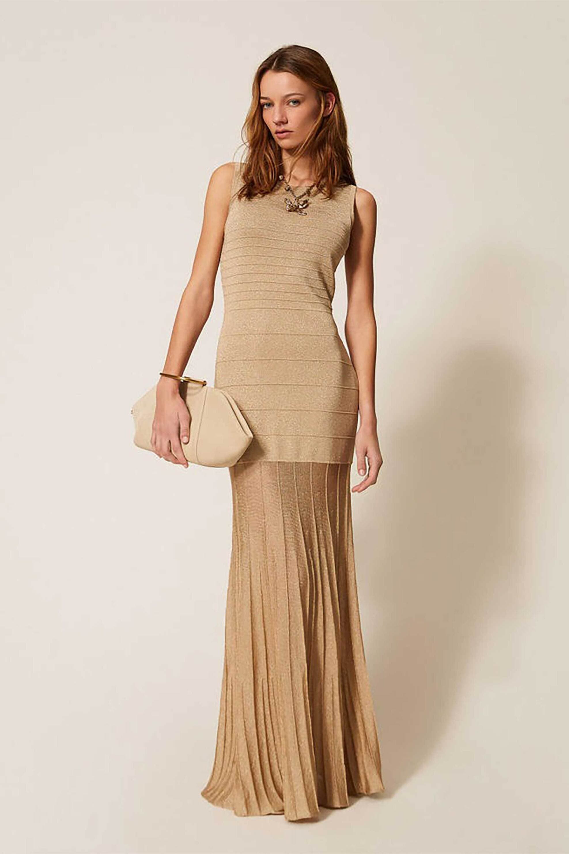 Twinset γυναικείο maxi φόρεμα με lurex