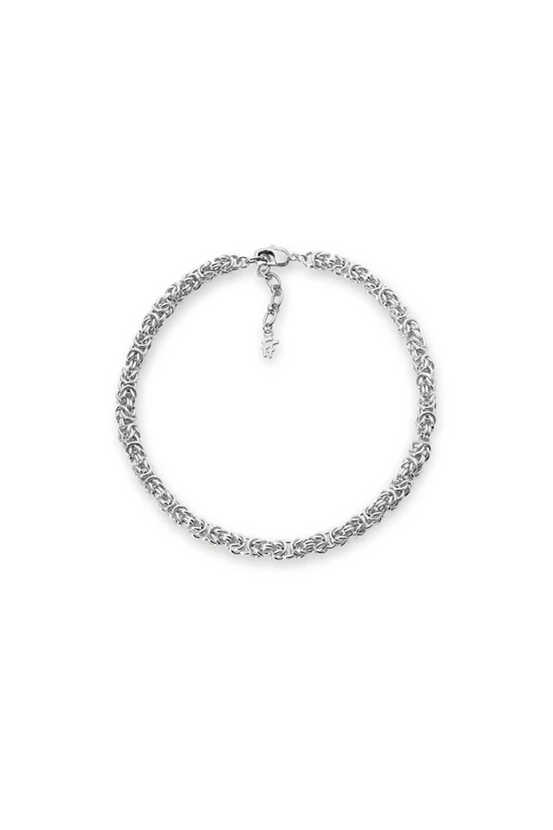 Folli Follie γυναικείο ασημί κολιέ με πλεκτή αλυσίδα "The Chain Addiction"