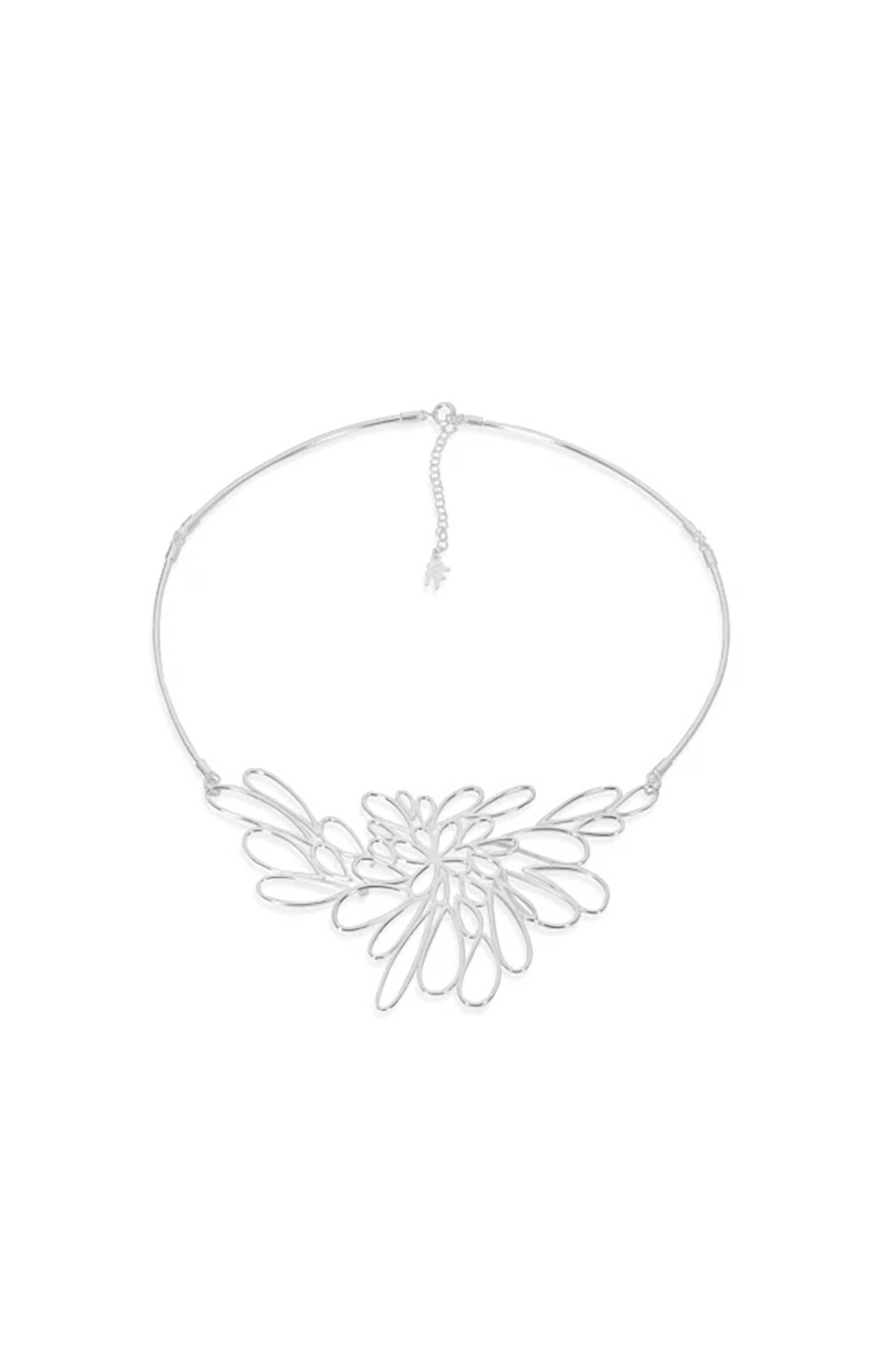 Folli Follie γυναικείο σταθερό κολιέ με σχέδιο από ενωμένα μοτίφ σταγόνας "Folia Sculpta"