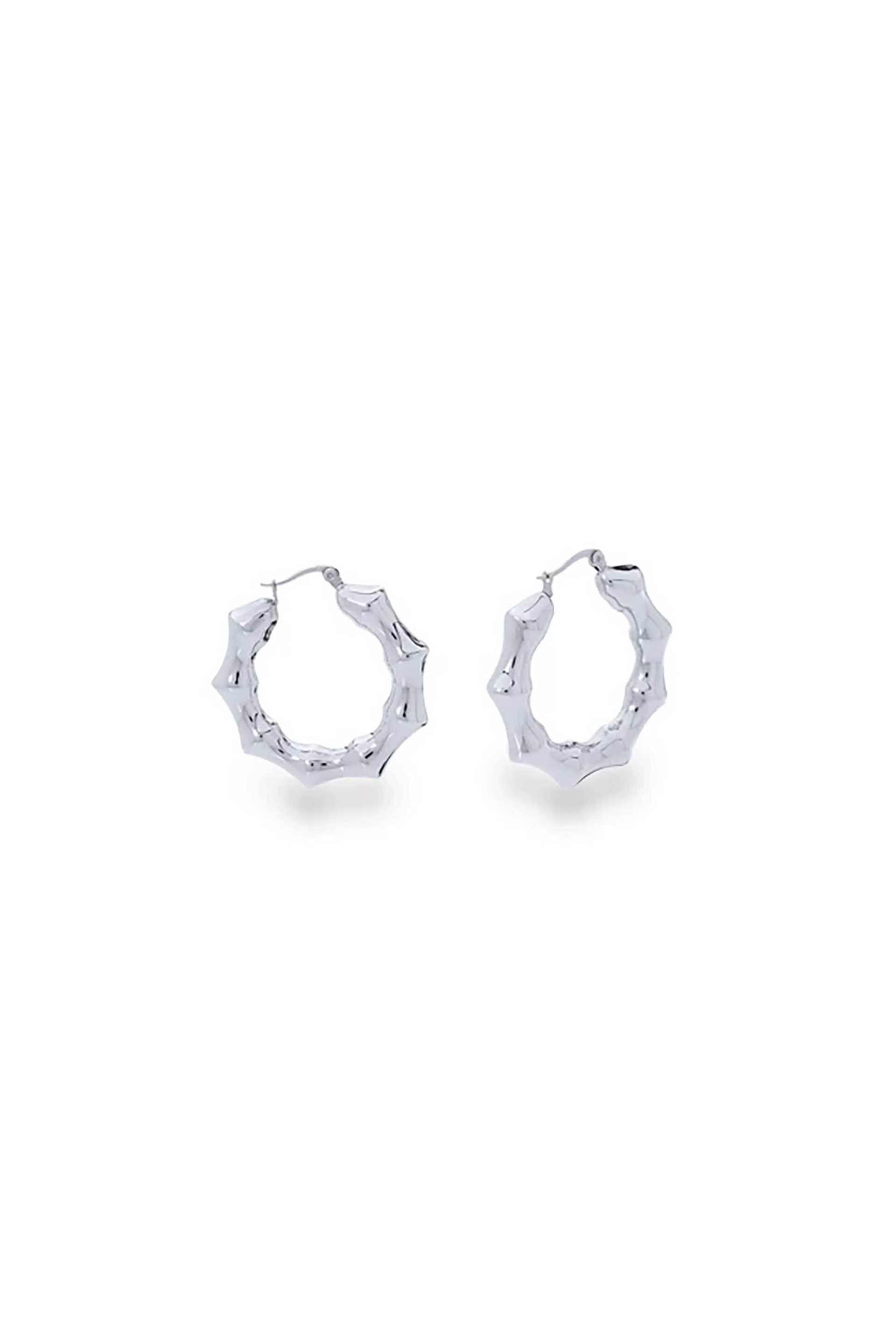 Folli Follie γυναικεία σκουλαρίκια κρίκοι με σχέδιο bamboo "Hoops!"