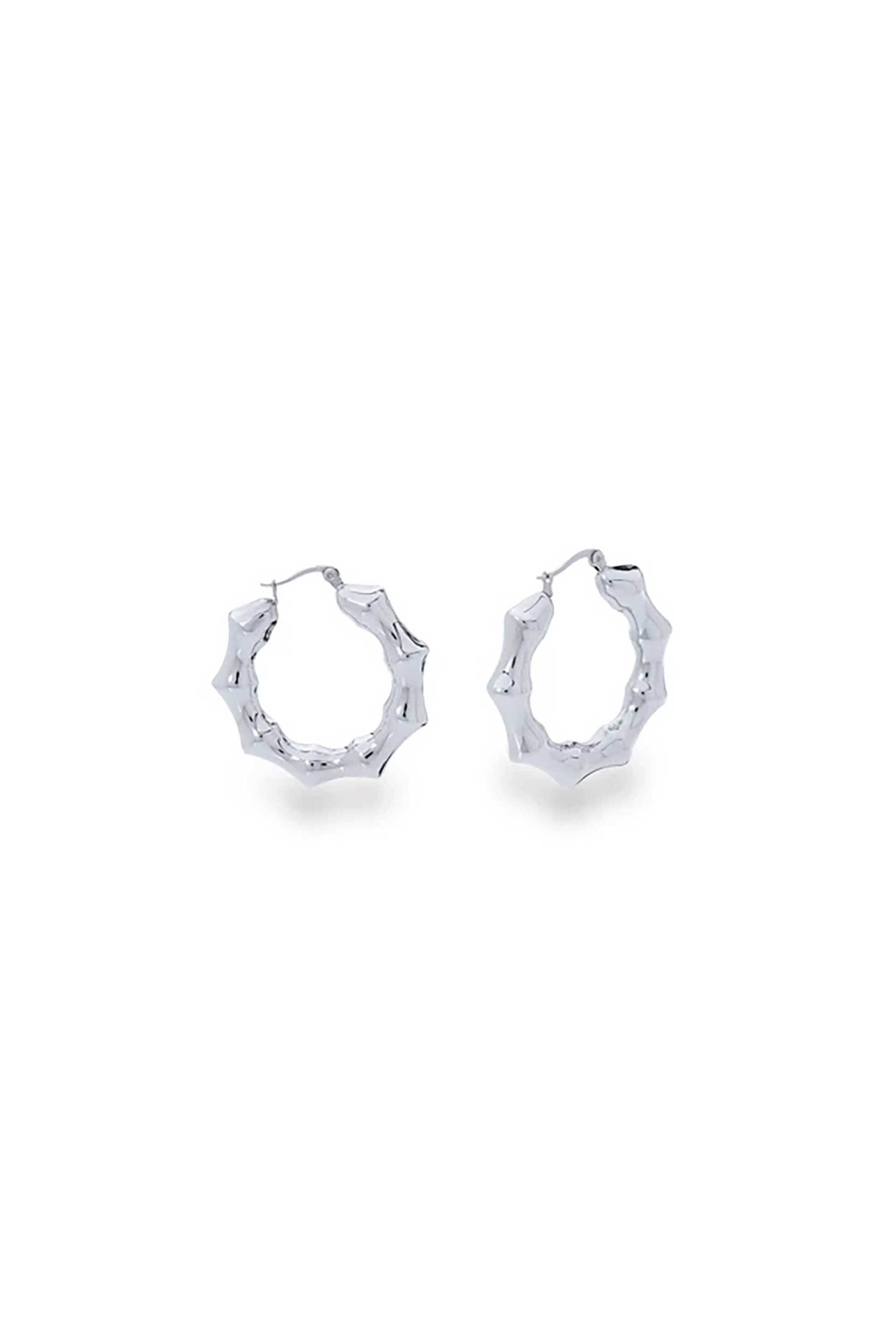 Folli Follie γυναικεία σκουλαρίκια κρίκοι με σχέδιο bamboo "Hoops!"