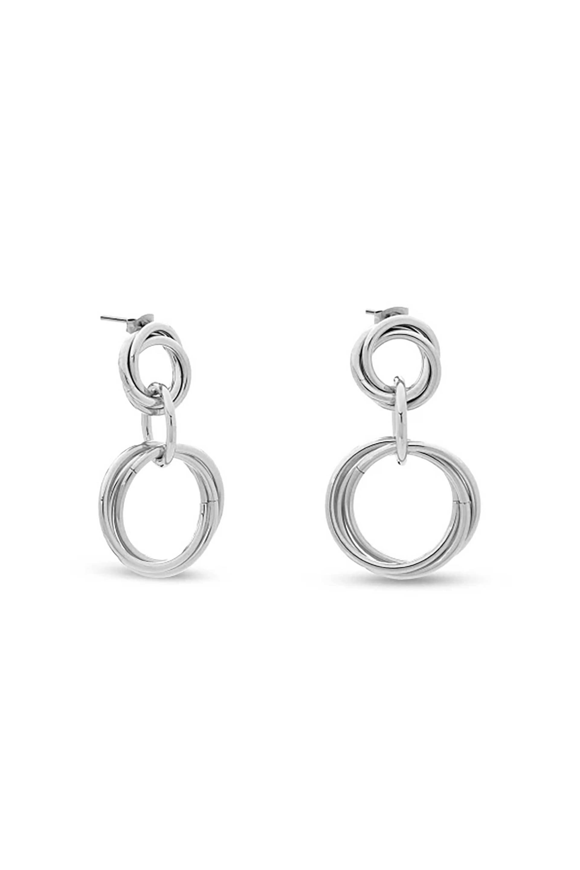 Folli Follie γυναικεία καρφωτά σκουλαρίκια με στρογγυλούς κρεμαστούς κρίκους "Hoops!"