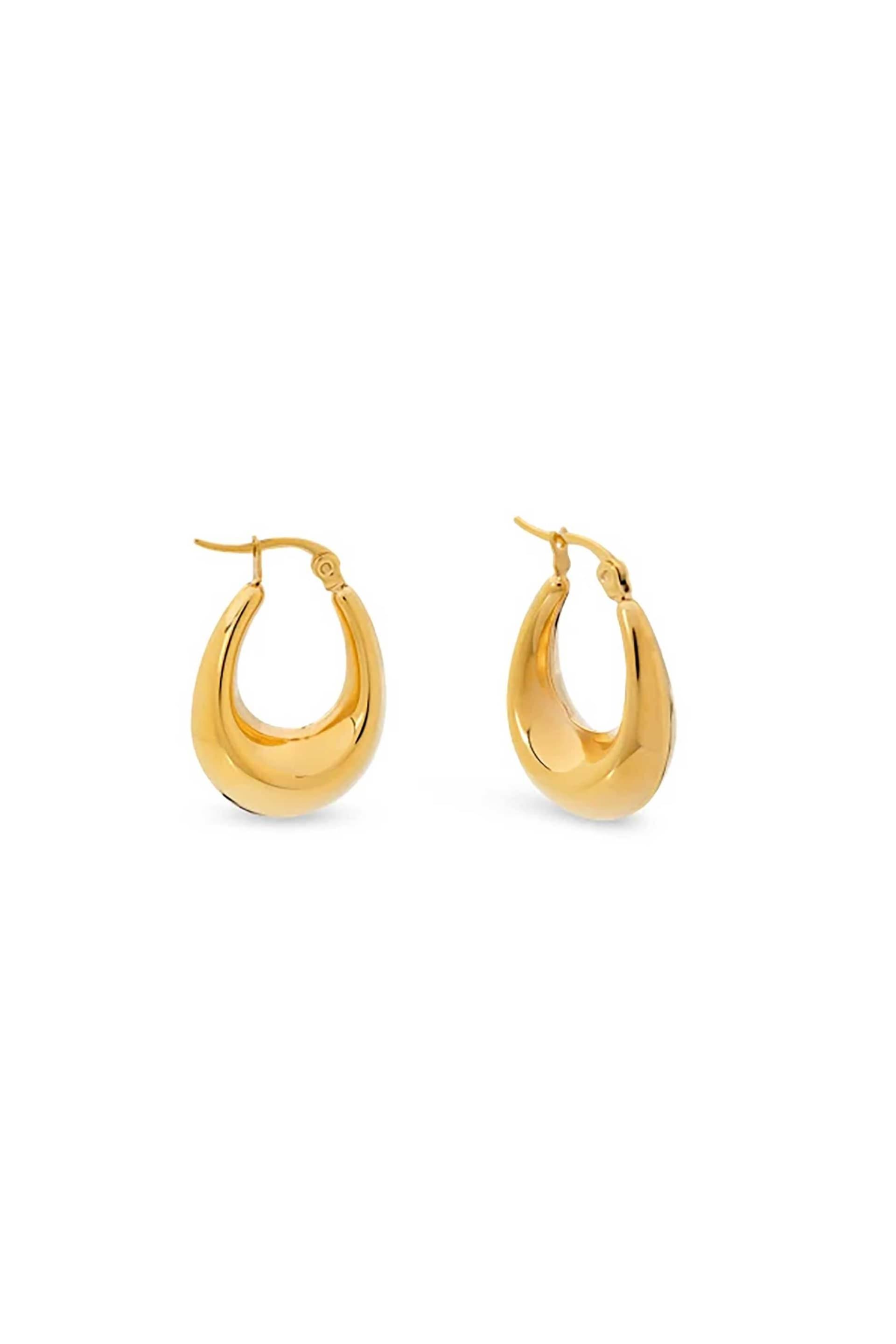 Folli Follie γυναικεία επίχρυσα σκουλαρίκια κρίκοι σε οβάλ σχήμα "Hoops!"