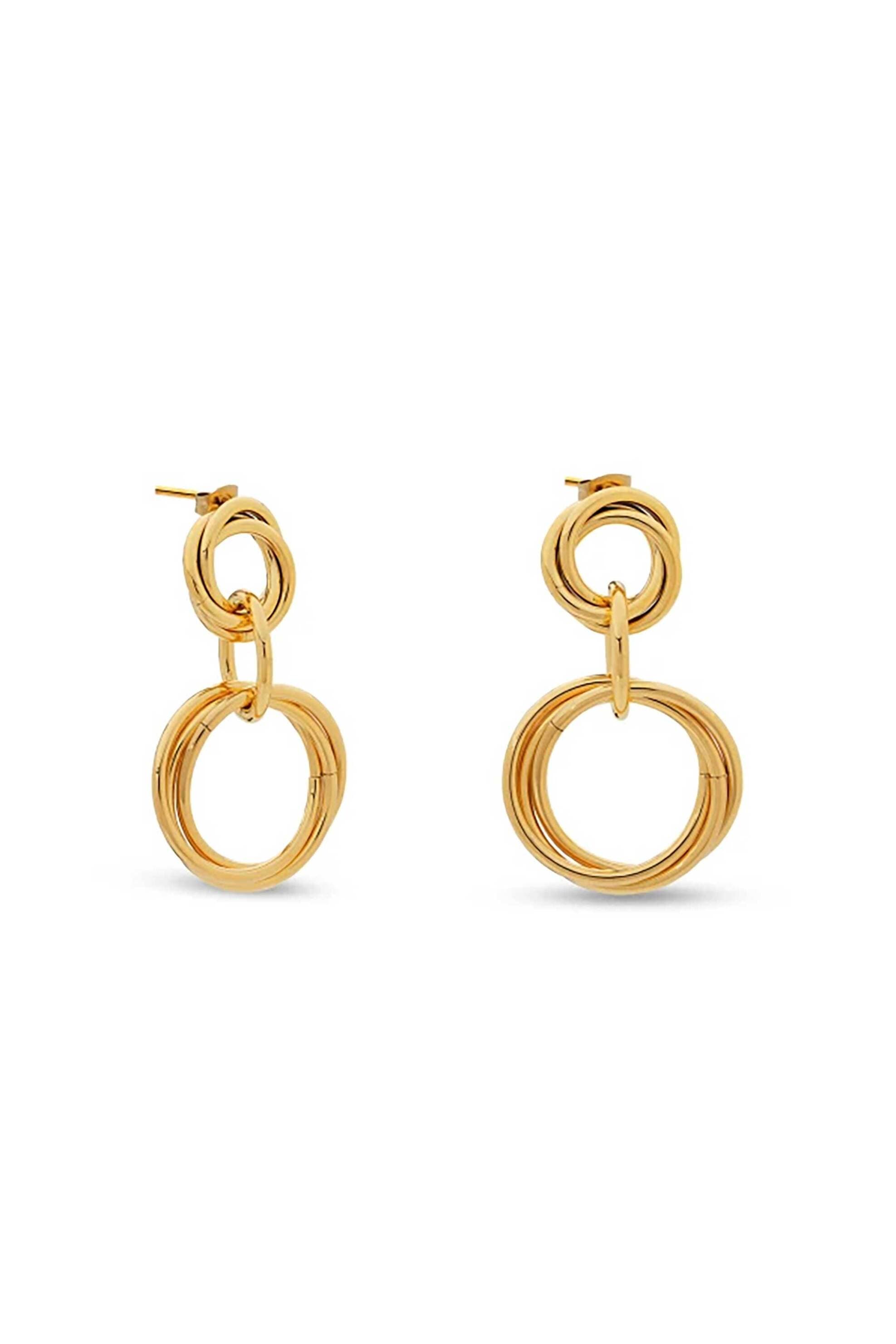 Folli Follie γυναικεία καρφωτά σκουλαρίκια με στρογγυλούς κρεμαστούς κρίκους "Hoops!"