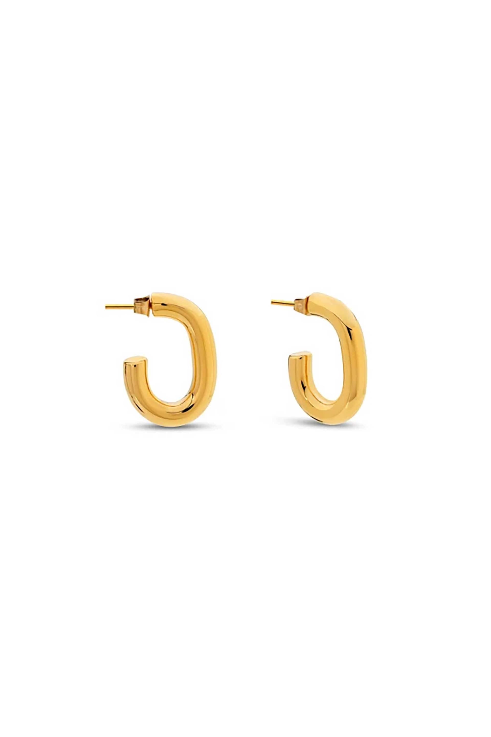 Folli Follie γυναικεία επίχρυσα σκουλαρίκια κρίκοι σε οβάλ σχήμα "Hoops!"