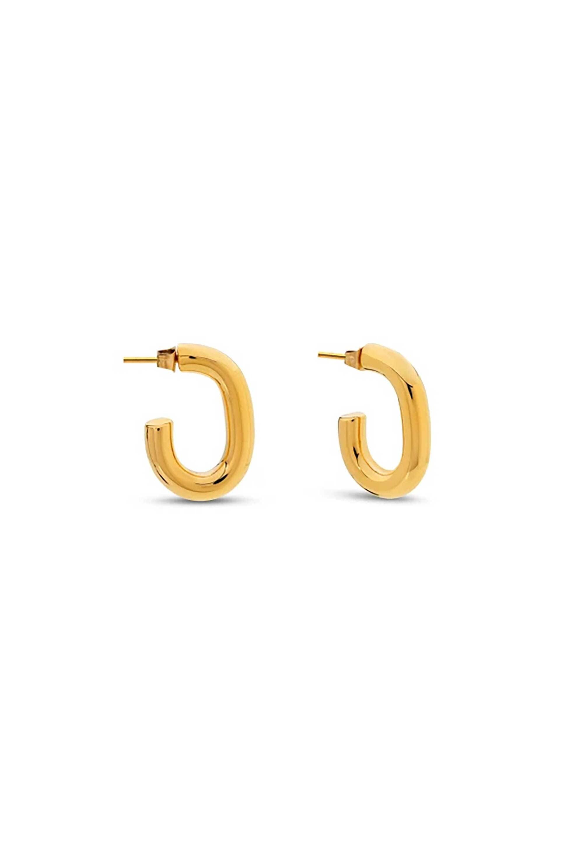 Folli Follie γυναικεία επίχρυσα σκουλαρίκια κρίκοι σε οβάλ σχήμα "Hoops!"