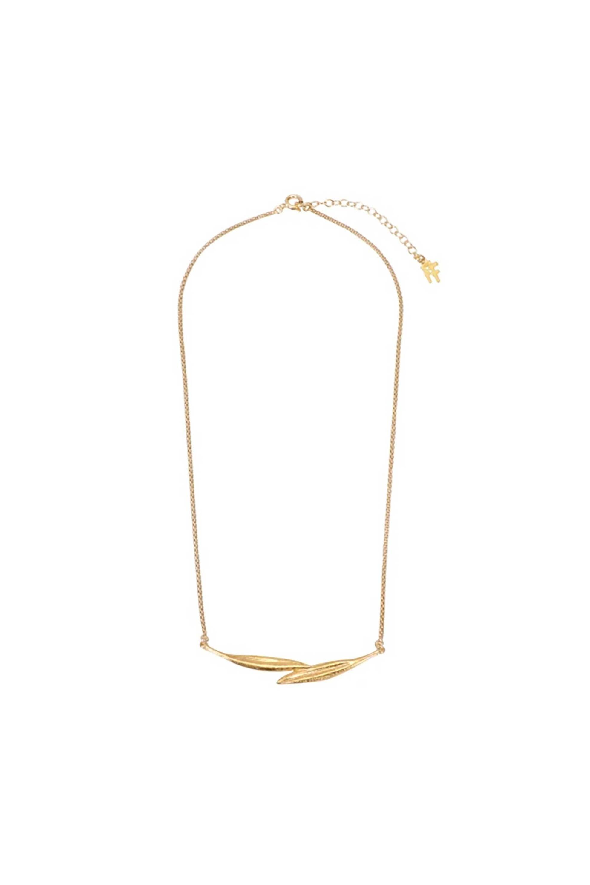 Folli Follie γυναικείο επίχρυσο κολιέ αλυσίδα με φύλλα ελιάς "Anima Olea"