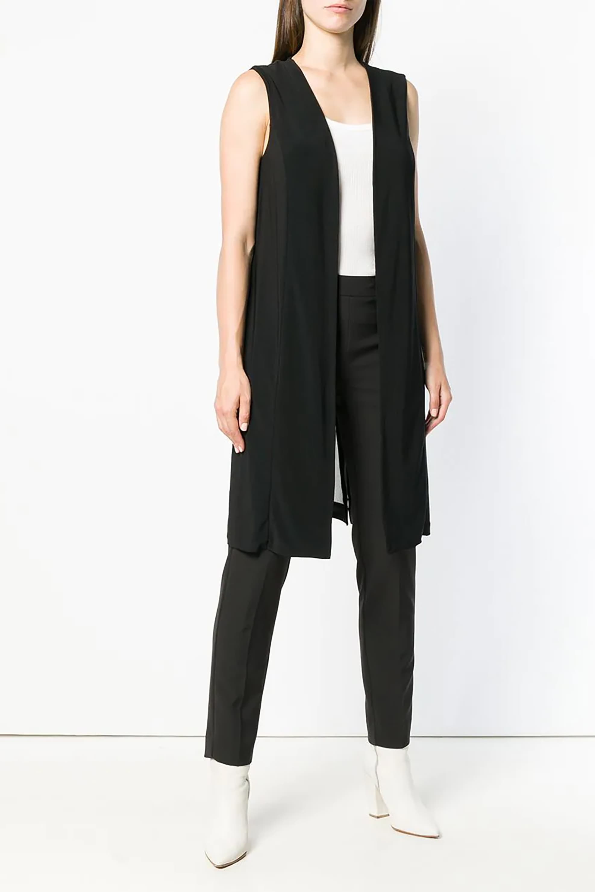 DKNY γυναικεία αμάνικη ζακέτα μονόχρωμη με διαφάνεια