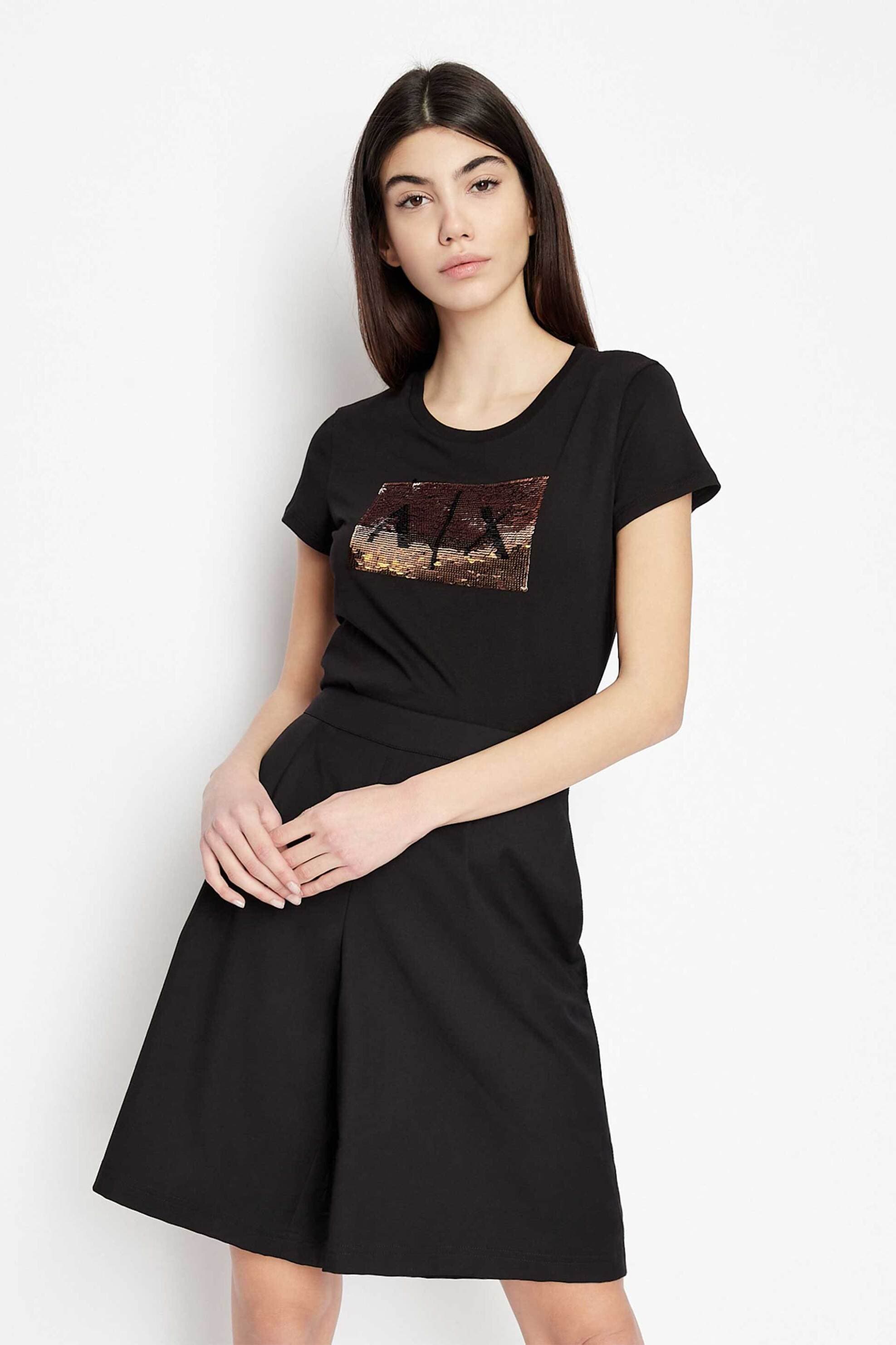 Armani Exchange γυναικείο T-shirt με παγιέτα στο στήθος Slim fit