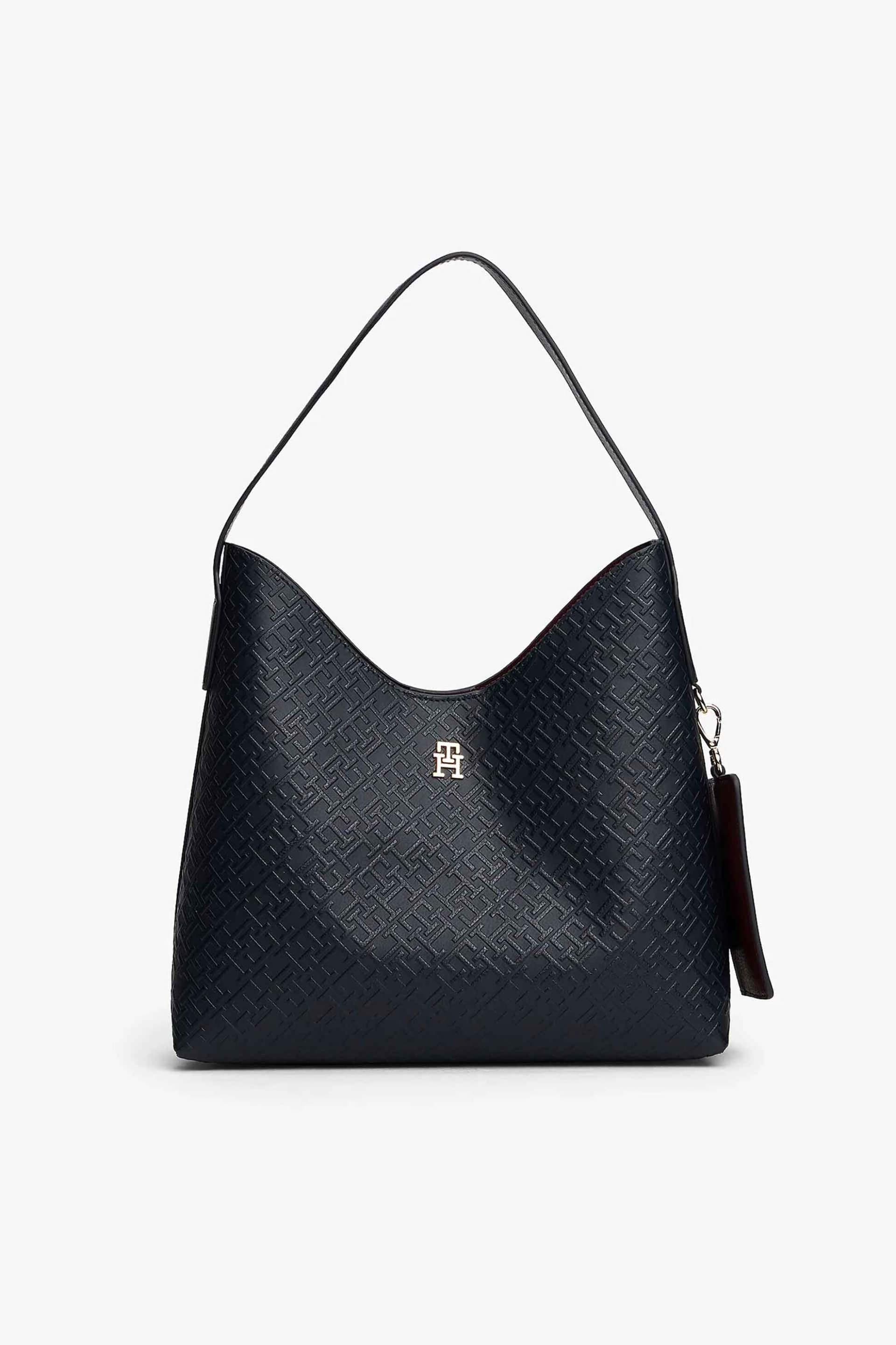 Tommy Hilfiger γυναικεία τσάντα ώμου με μεταλλικό monogram και all-over logo print "TH Monogram" | ONE SIZE