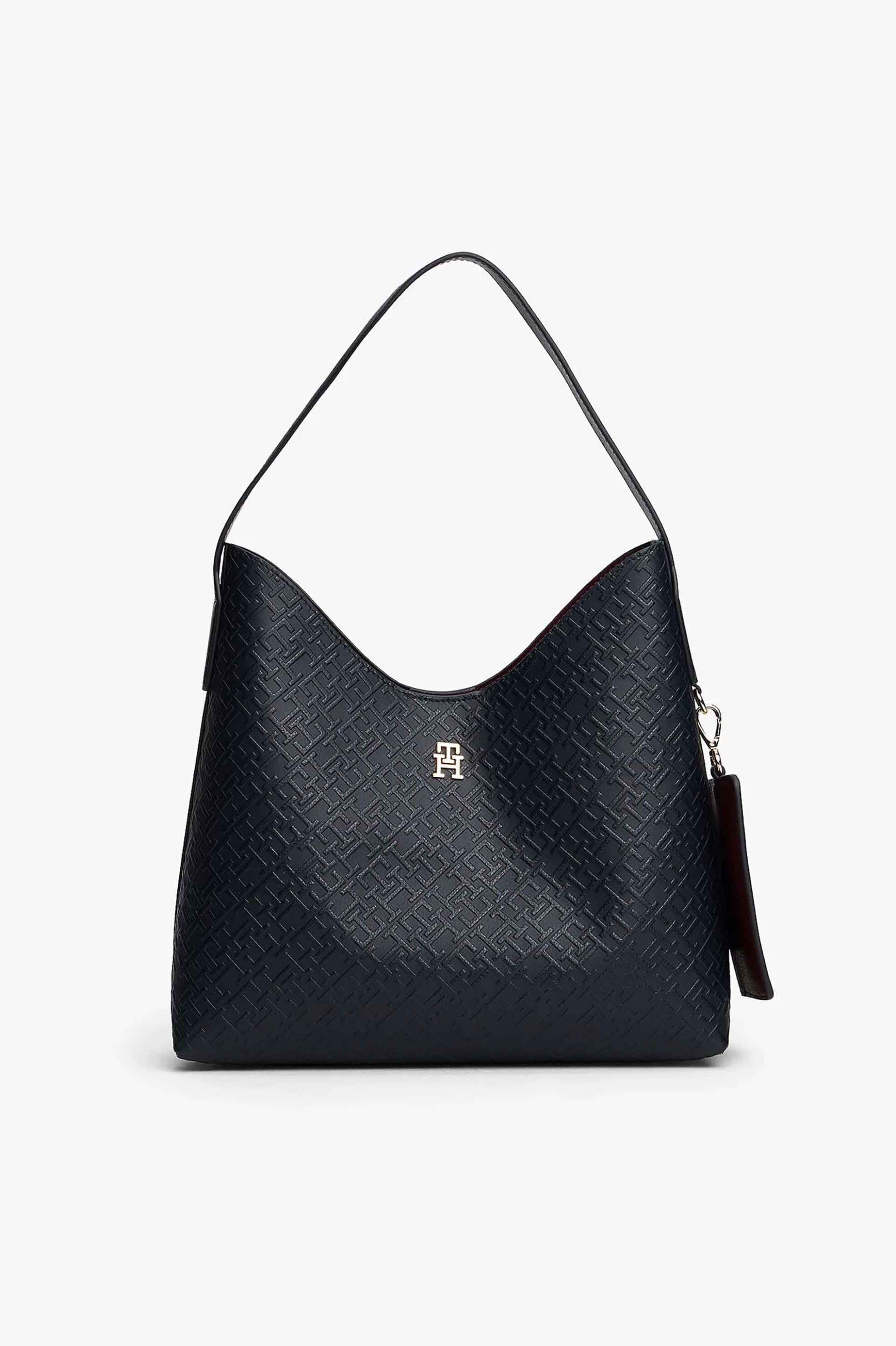 Tommy Hilfiger γυναικεία τσάντα ώμου με μεταλλικό monogram και all-over logo print "TH Monogram" | ONE SIZE