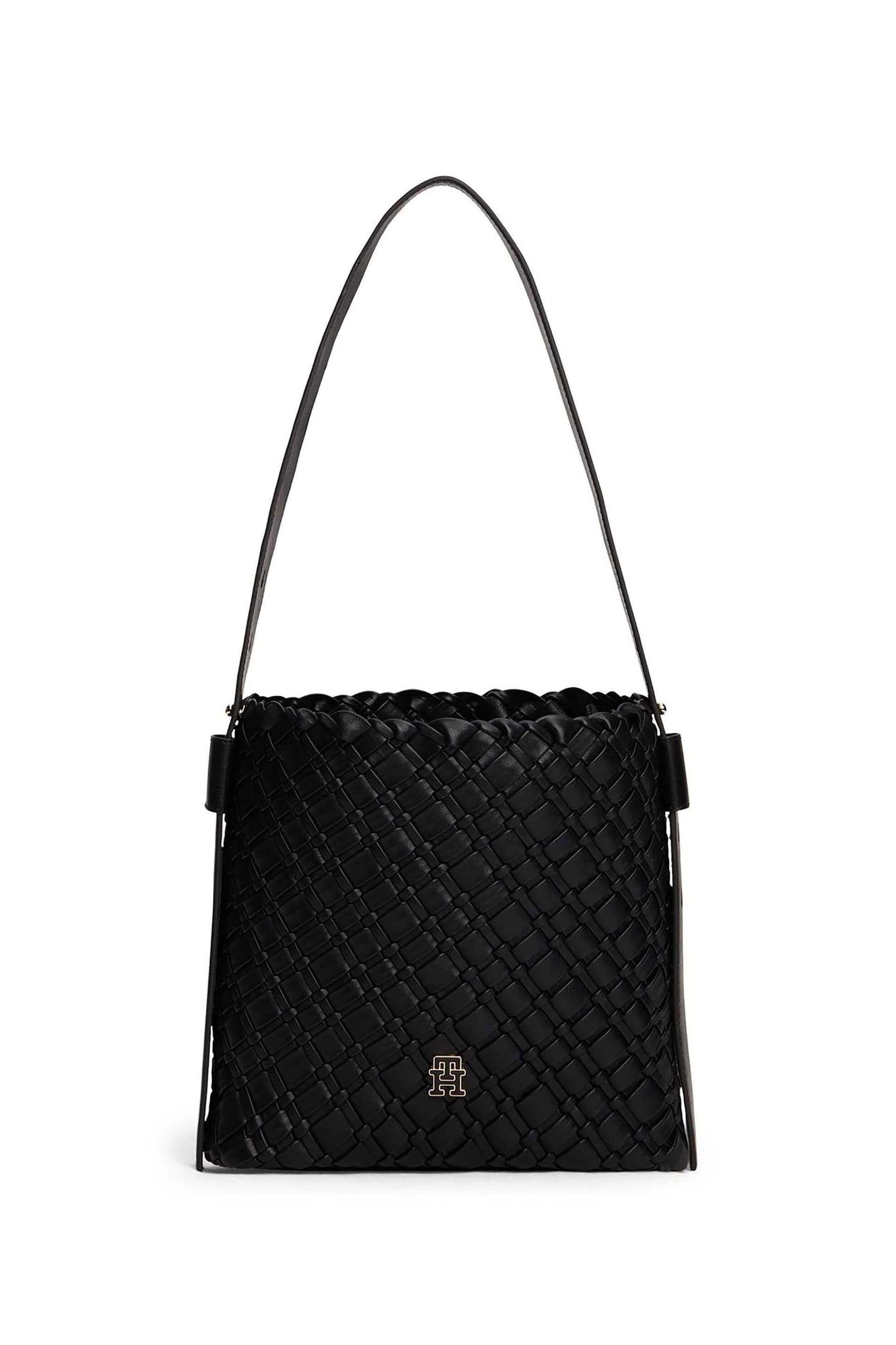 Tommy Hilfiger γυναικεία τσάντα ώμου με μεταλλικό monogram και πλεκτό σχέδιο "TH Braided"