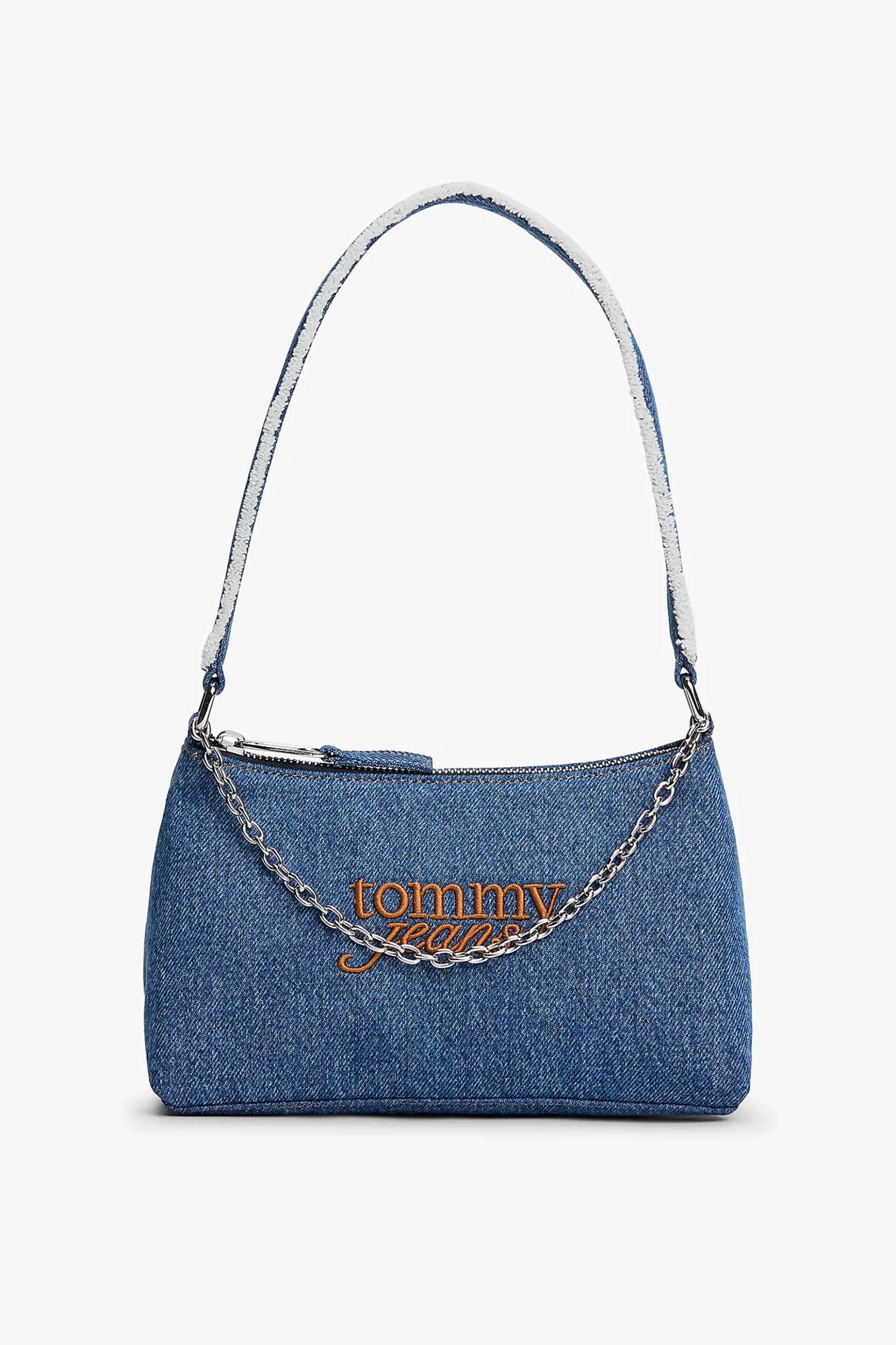 Tommy Hilfiger γυναικεία τσάντα ώμου denim με ανάγλυφο λογότυπο | ONE SIZE