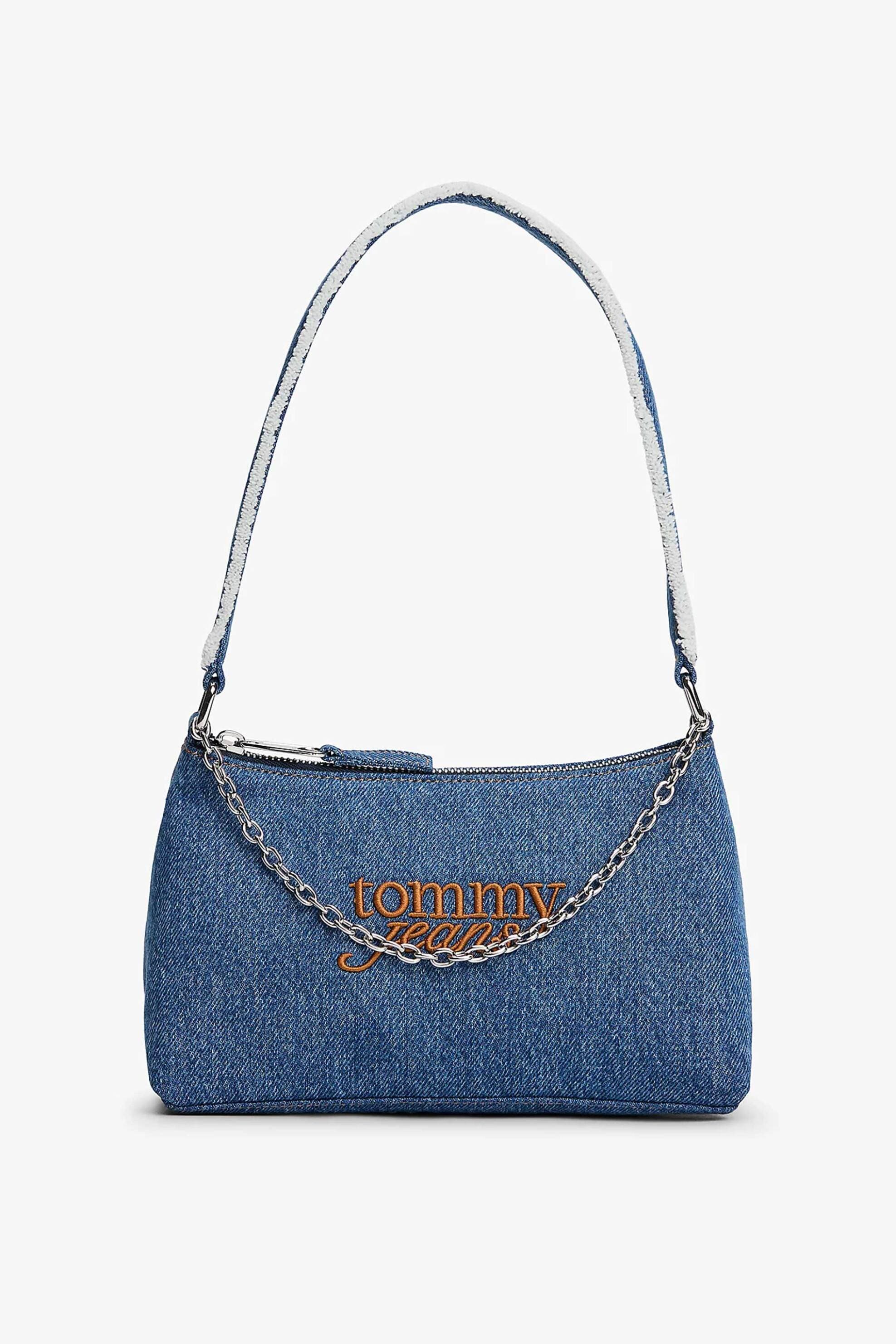 Tommy Hilfiger γυναικεία τσάντα ώμου denim με ανάγλυφο λογότυπο | ONE SIZE
