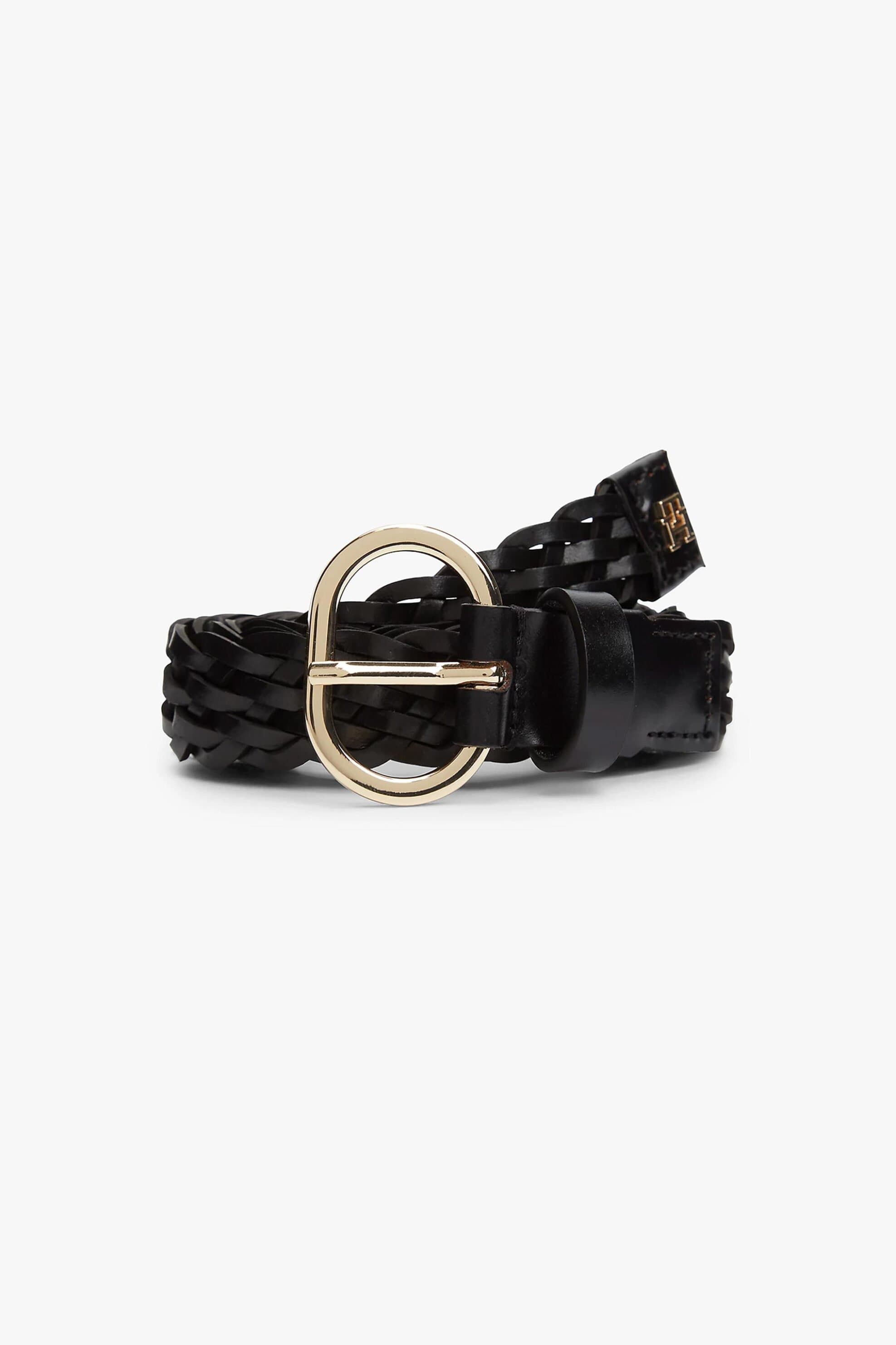 Tommy Hilfiger γυναικεία δερμάτινη ζώνη με μεταλλικό monogram και πλεκτό σχέδιο "The Chic 2.5"