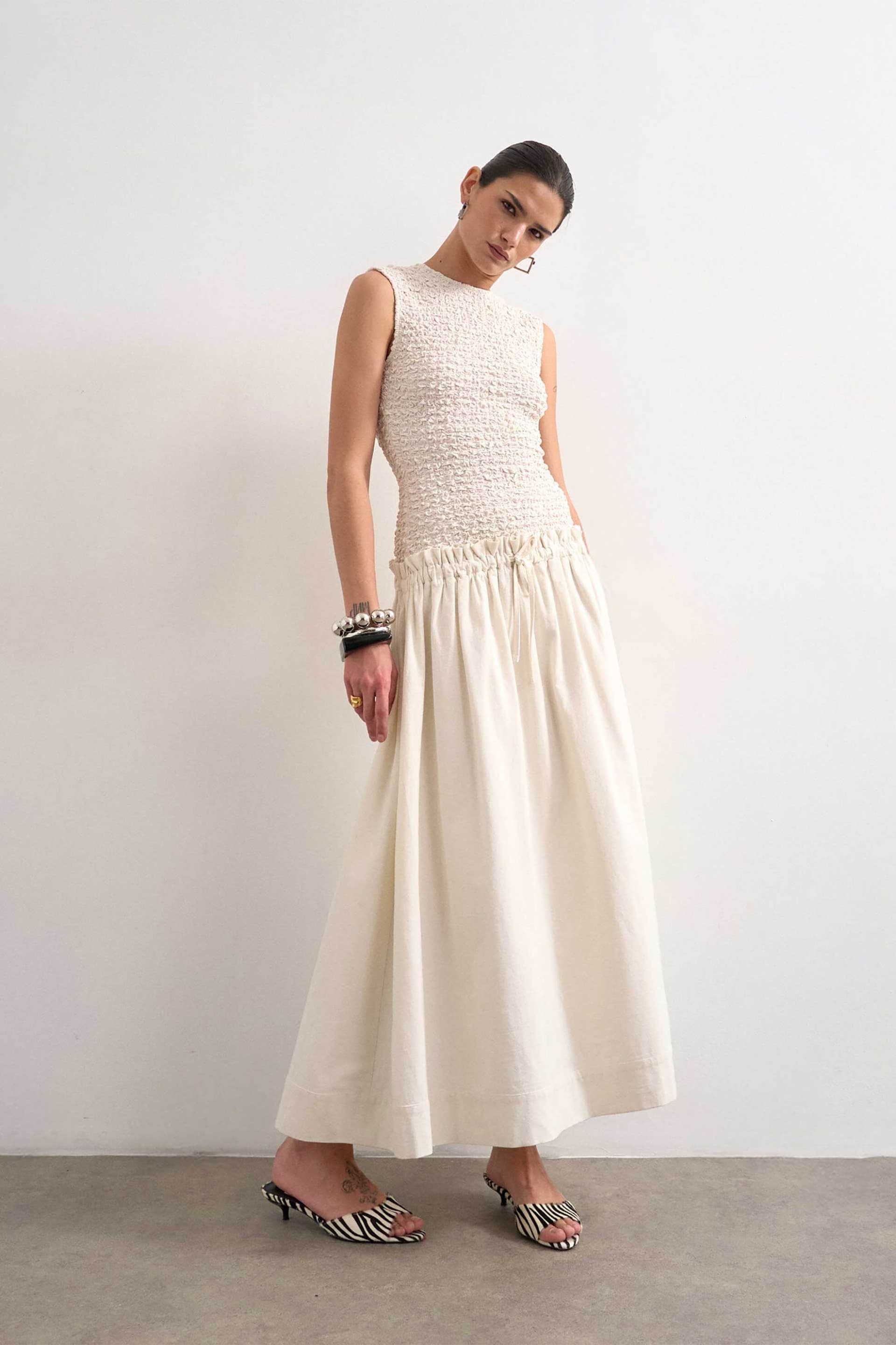 Topshop γυναικείο midi φόρεμα αμάνικο "Nanna"