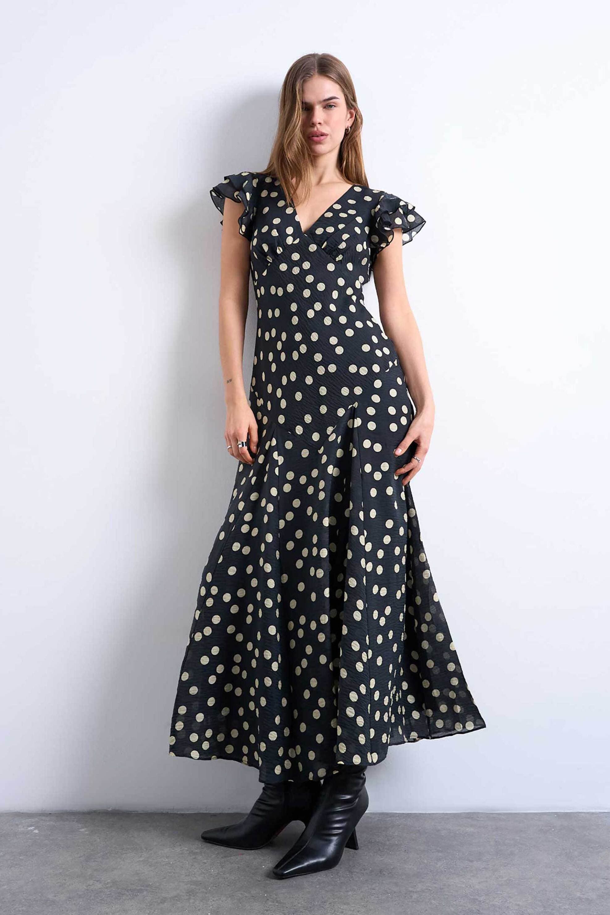 Topshop γυναικείο midi φόρεμα με πουά print "Viola"