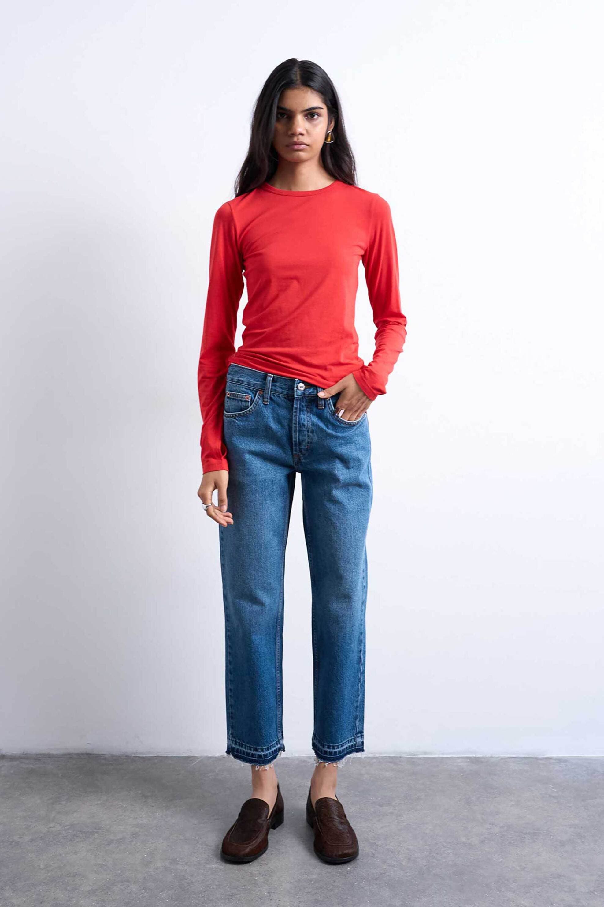 Topshop γυναικείο τζιν παντελόνι cropped Straight Fit "Runway"