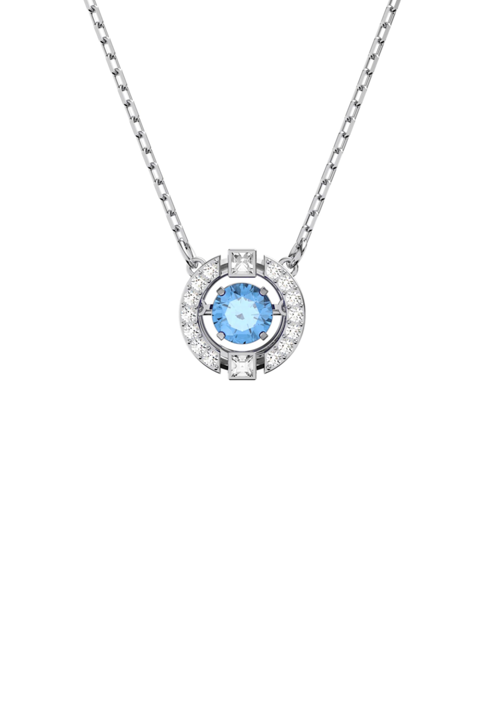 Swarovski Sparkling Dance Necklace Round, Blue, Rhodium Plated