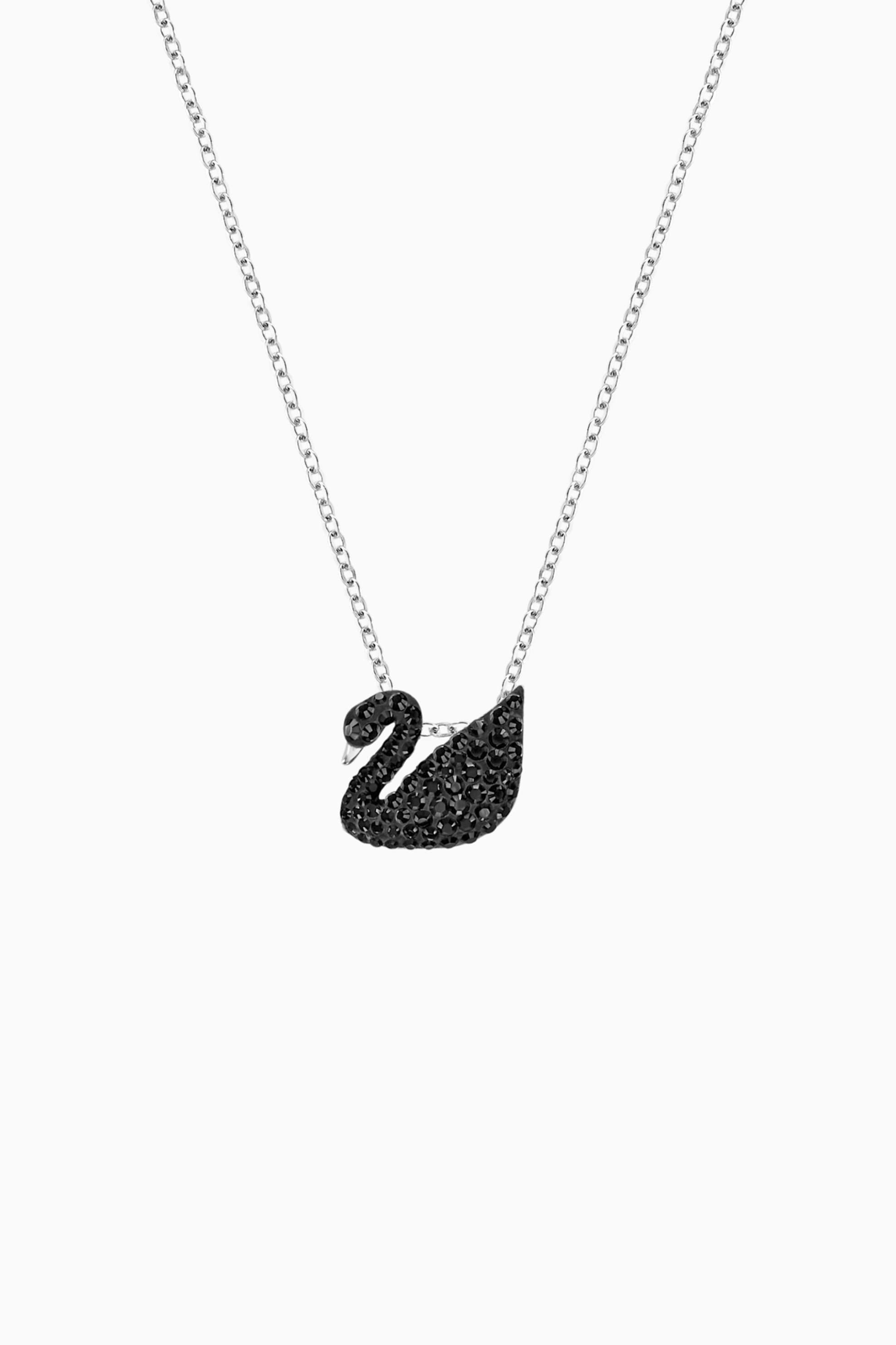 Swarovski Iconic Swan Pendant, Black, Rhodium plated