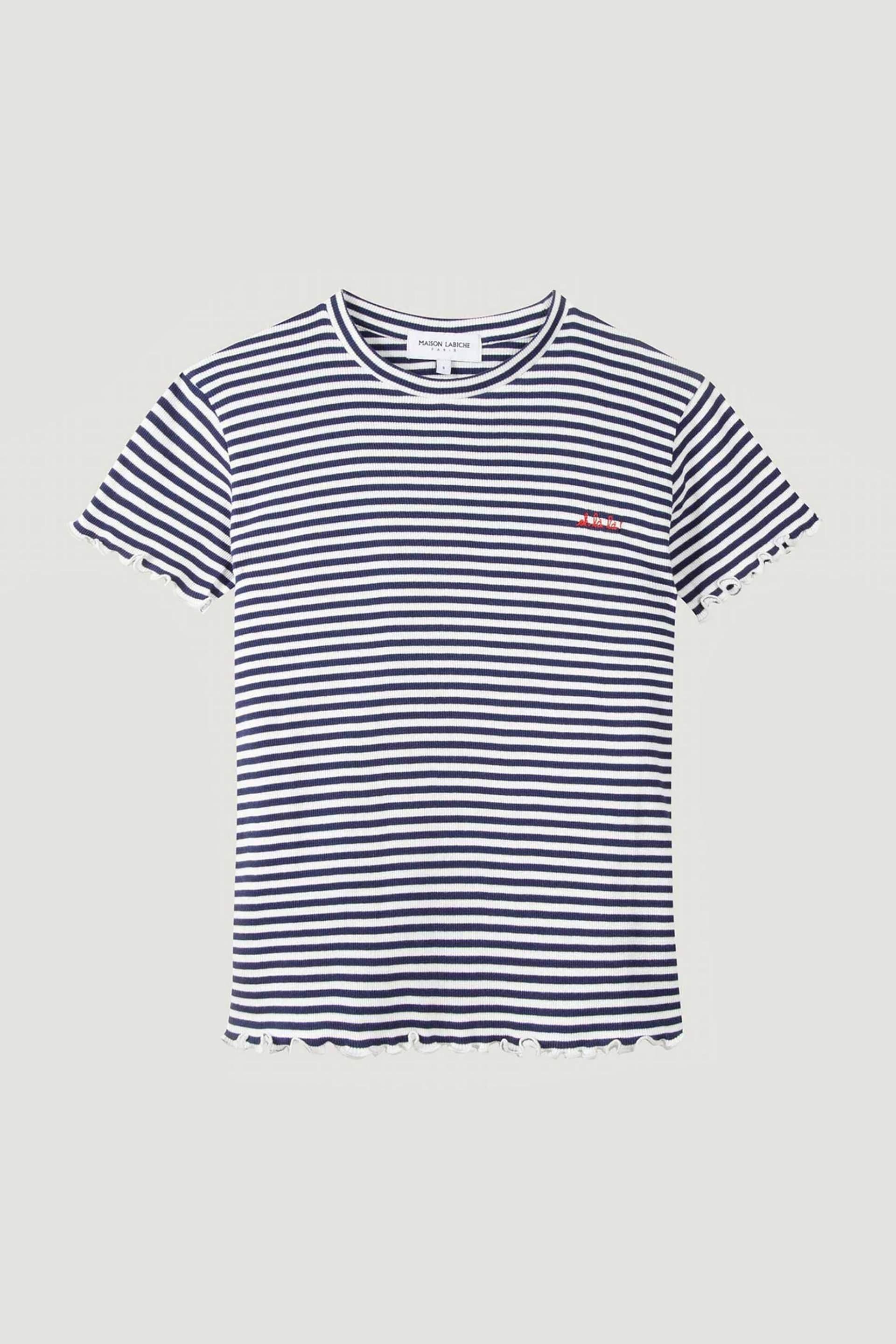 Maison Labiche γυναικείο κοντομάνικο πουλόβερ ribbed με ριγέ σχέδιο Slim Fit "Oh Là Là! Folies"