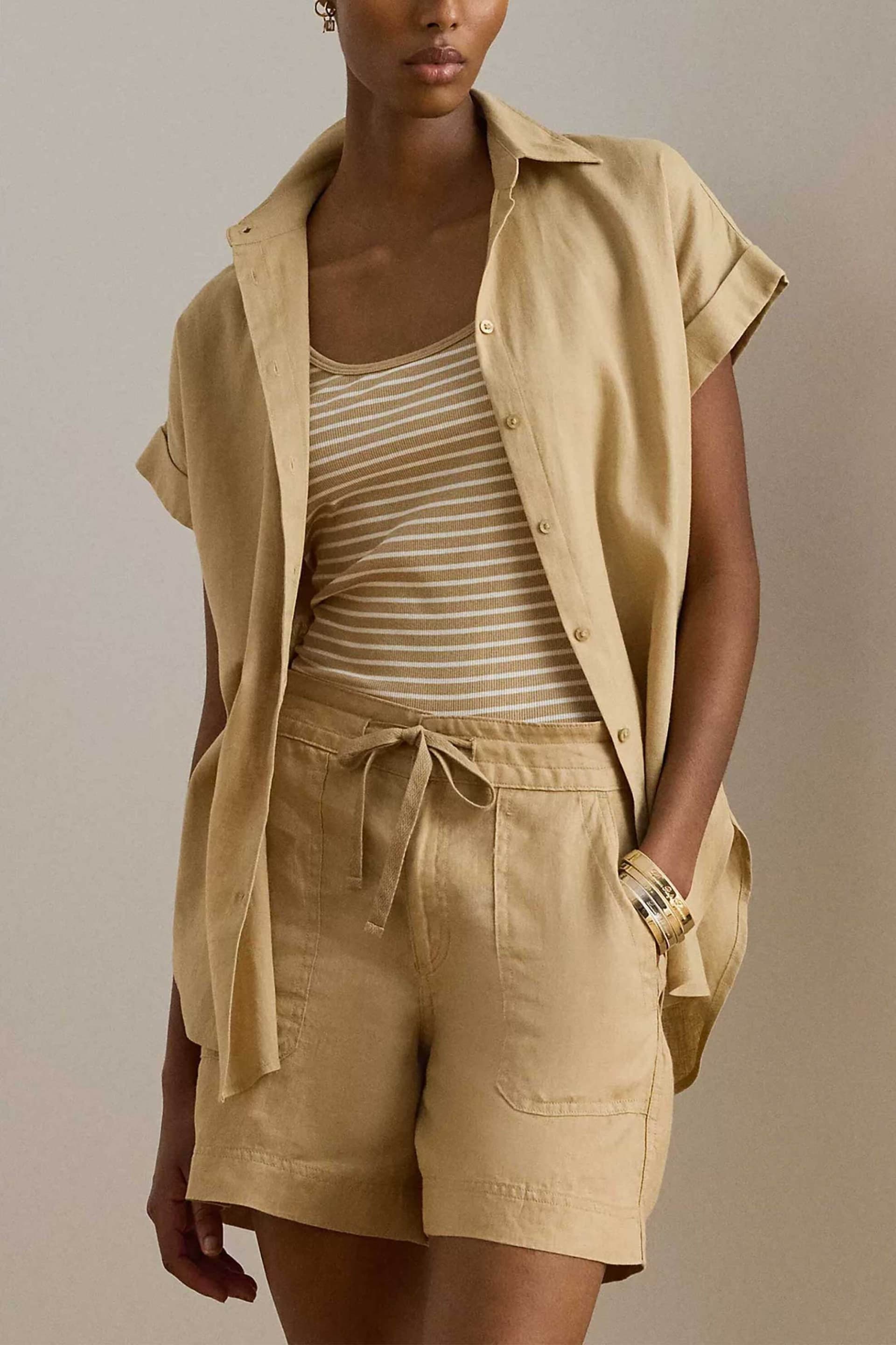 Lauren Ralph Lauren γυναικείο λινό πουκάμισο με κοντό μανίκι Relaxed Fit