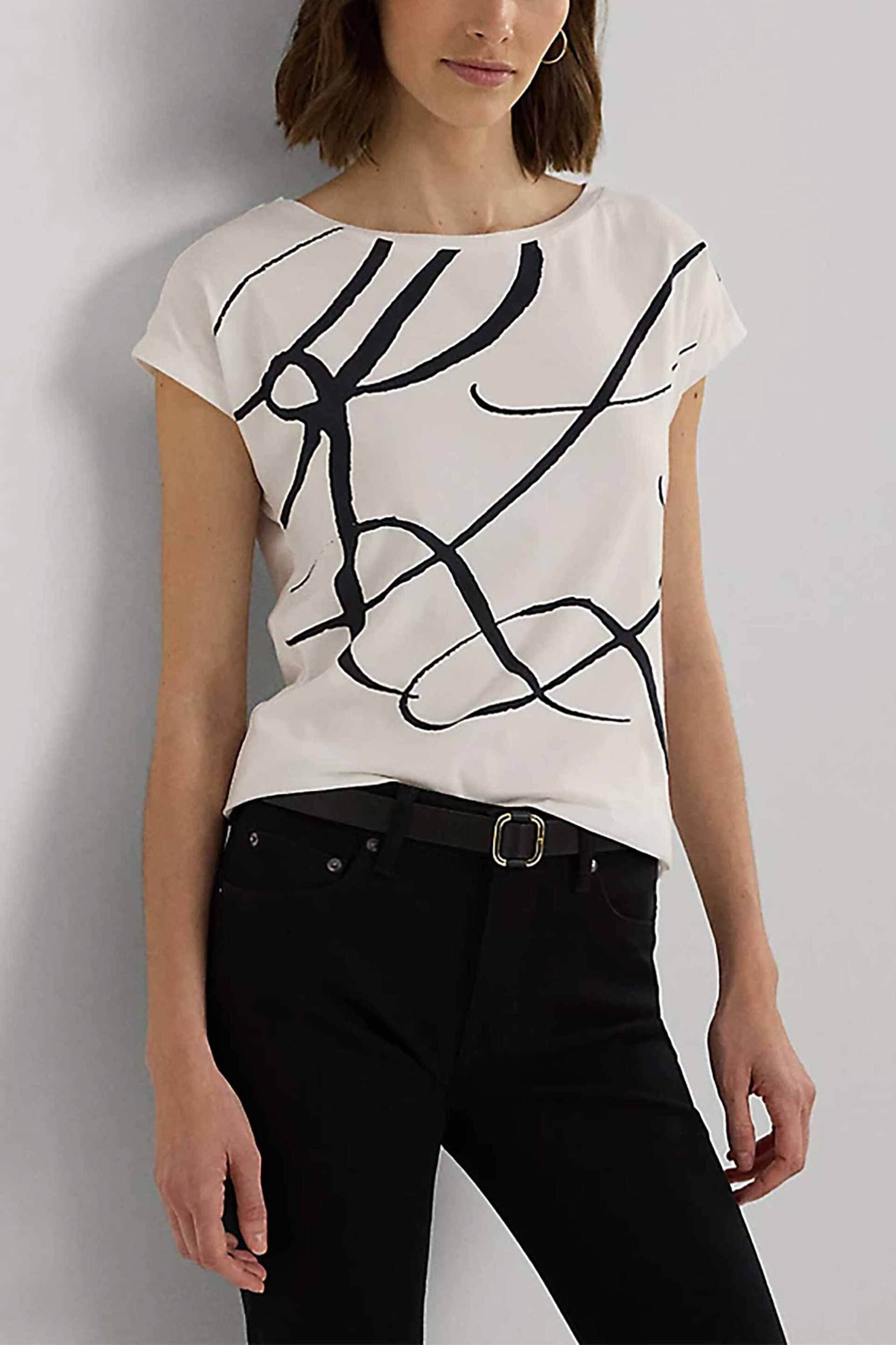 Lauren Ralph Lauren γυναικείο T-shirt μονόχρωμο με contrast oversized monogram print