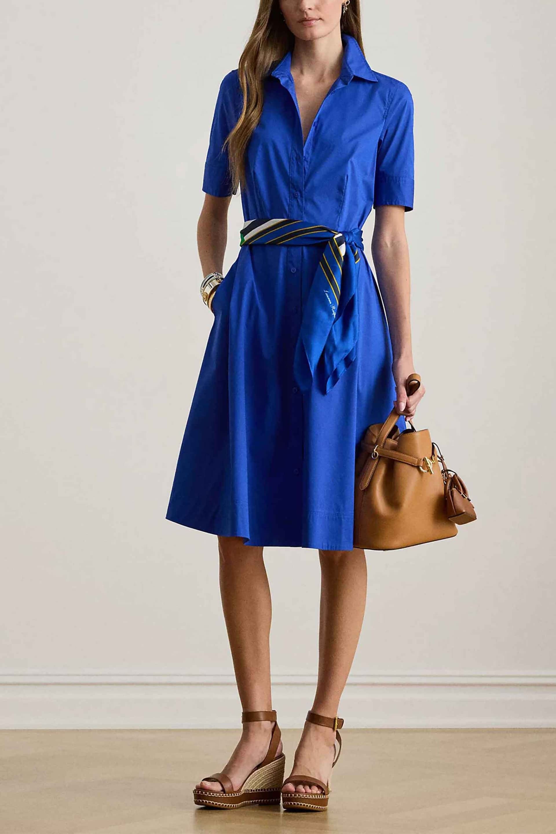 Lauren Ralph Lauren γυναικείο midi φόρεμα σεμιζιέ με ζώνη Fit % Flared