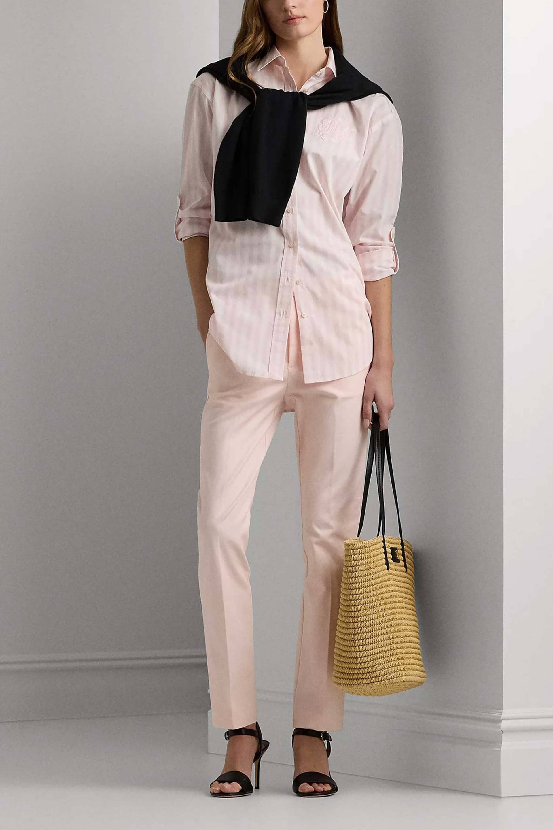 Lauren Ralph Lauren γυναικείο chino παντελόνι μονόχρωμο με τσέπες και μεταλλική λεπτομέρεια