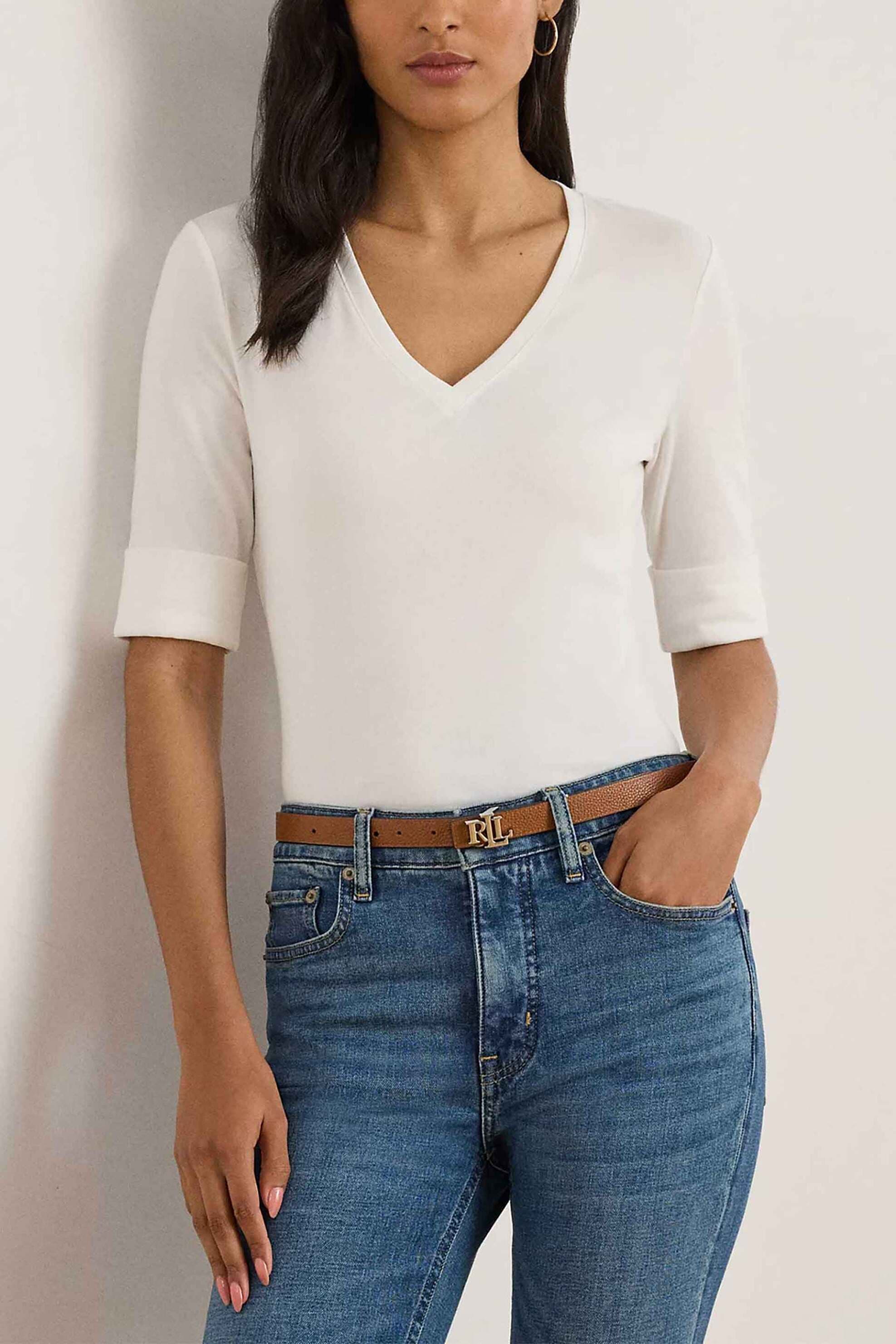 Lauren Ralph Lauren γυναικεία μπλούζα με V Slim Fit | M