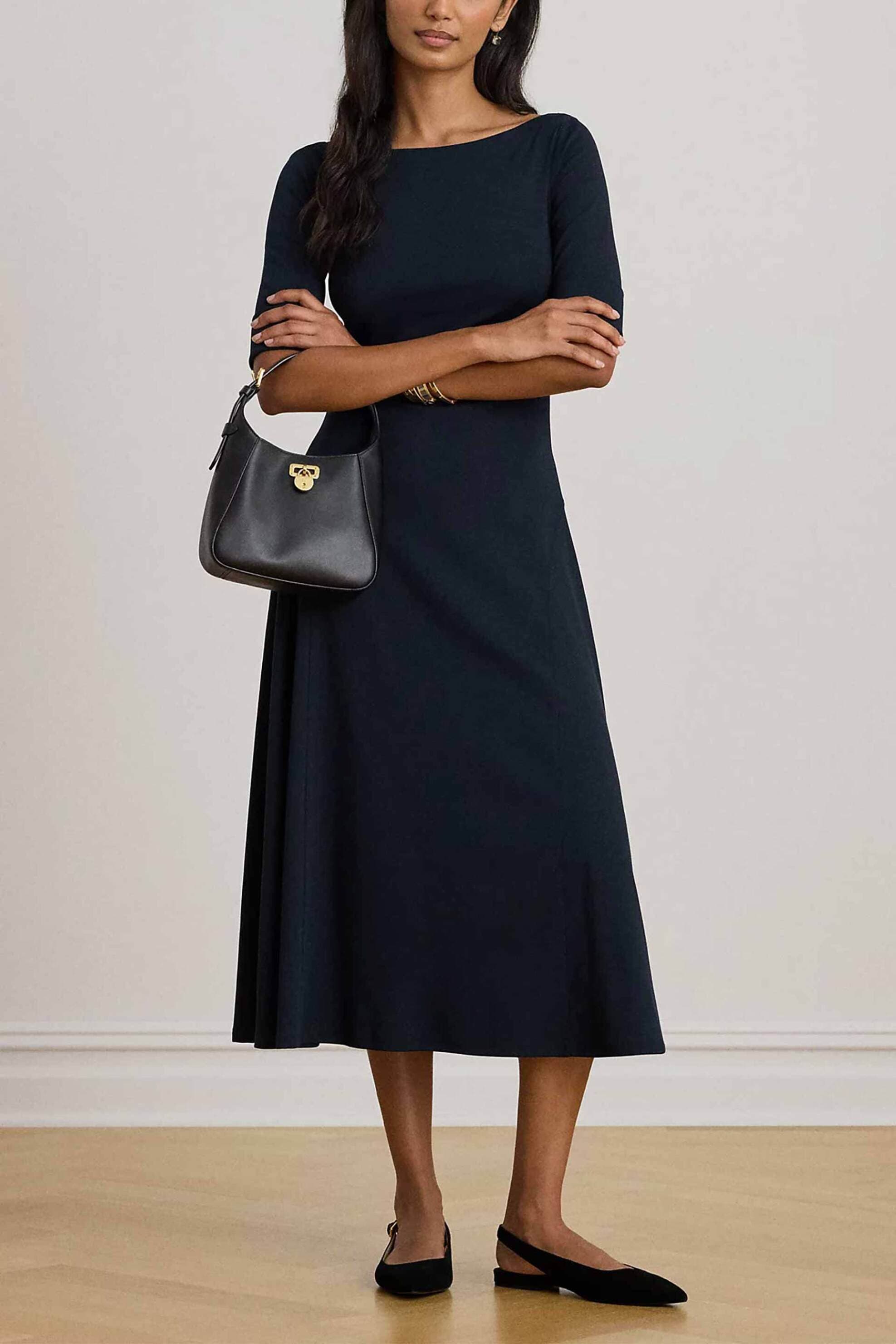 Lauren Ralph Lauren γυναικείο midi φόρεμα με boat λαιμόκοψη Fit & Flared