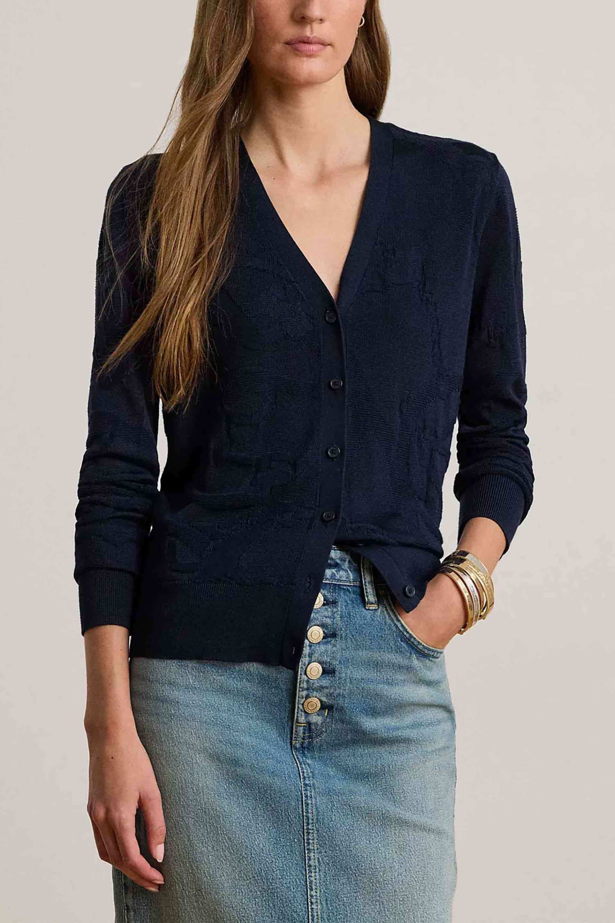 Lauren Ralph Lauren γυναικεία πλεκτή ζακέτα με ανάγλυφο σχέδιο Slim Fit