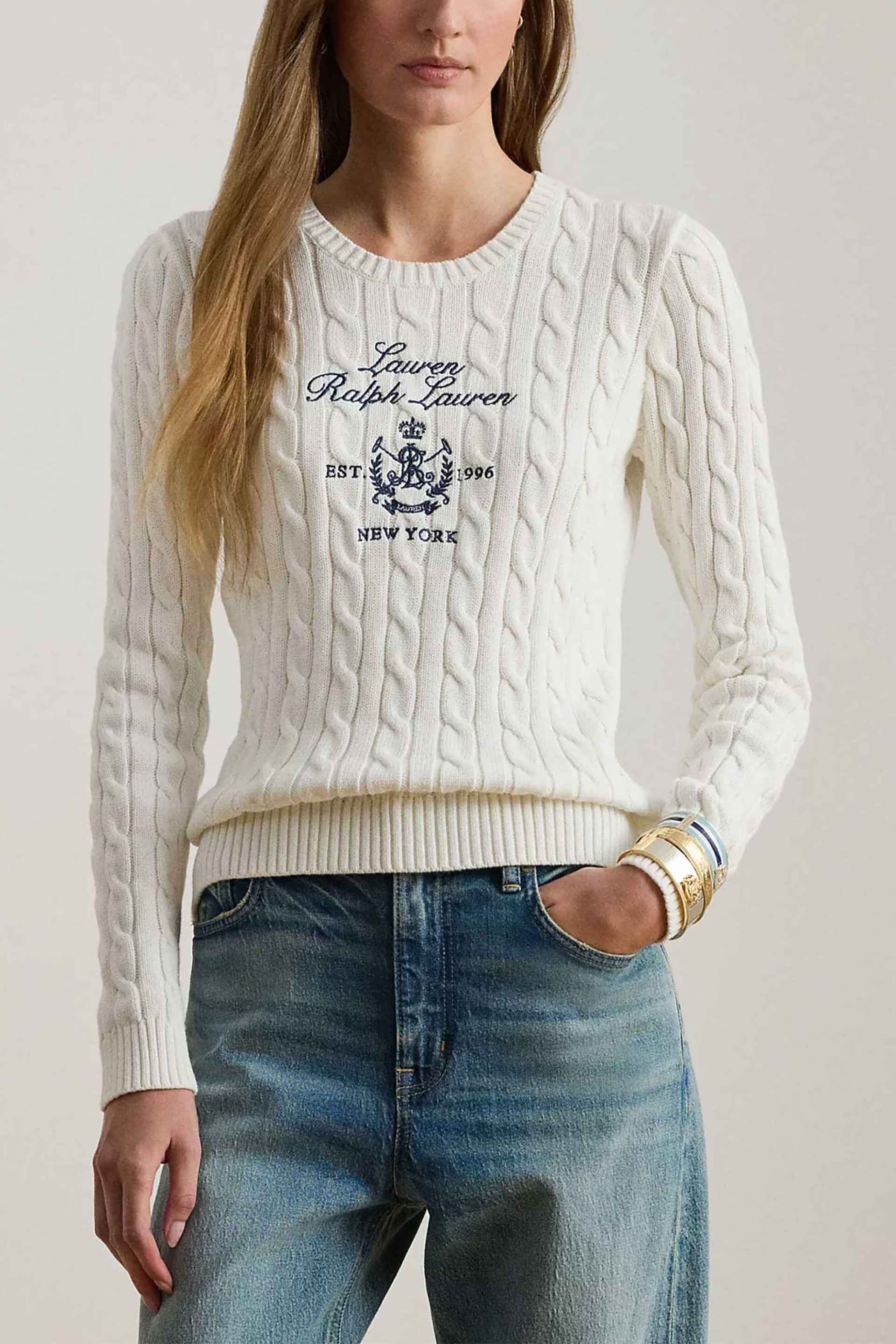 Lauren Ralph Lauren γυναικείο πουλόβερ με cable knit pattern και κεντημένο λογότυπο Slim Fit | M