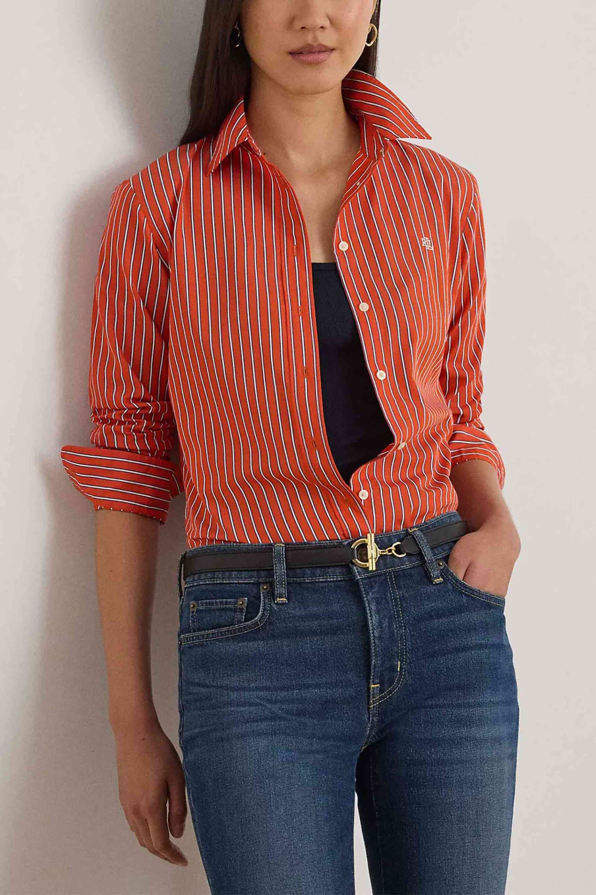 Lauren Ralph Lauren γυναικείο πουκάμισο με ριγέ σχέδιο και κεντημένο monogram Classic Fit