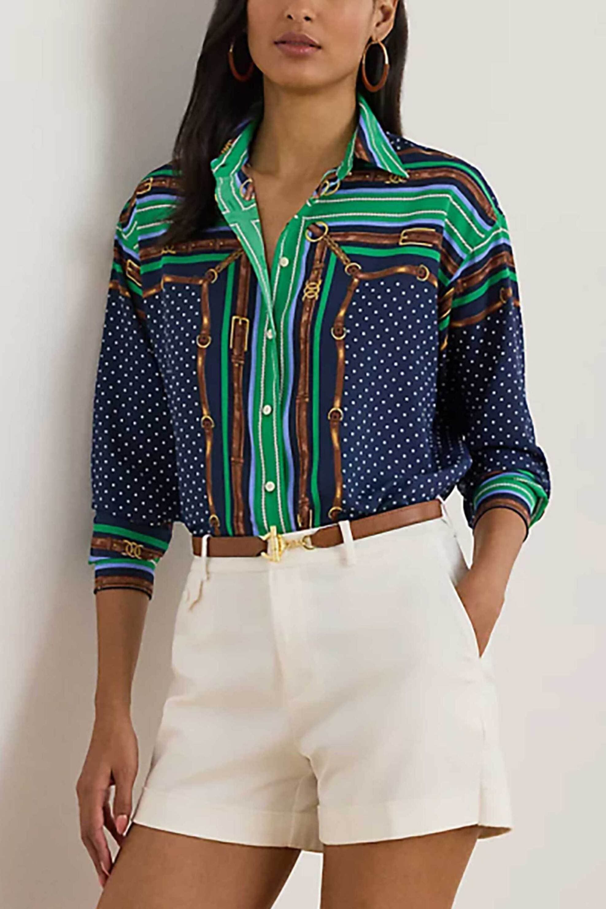Lauren Ralph Lauren γυναικείο πουκάμισο colour-blocked με all-over print Classic Fit