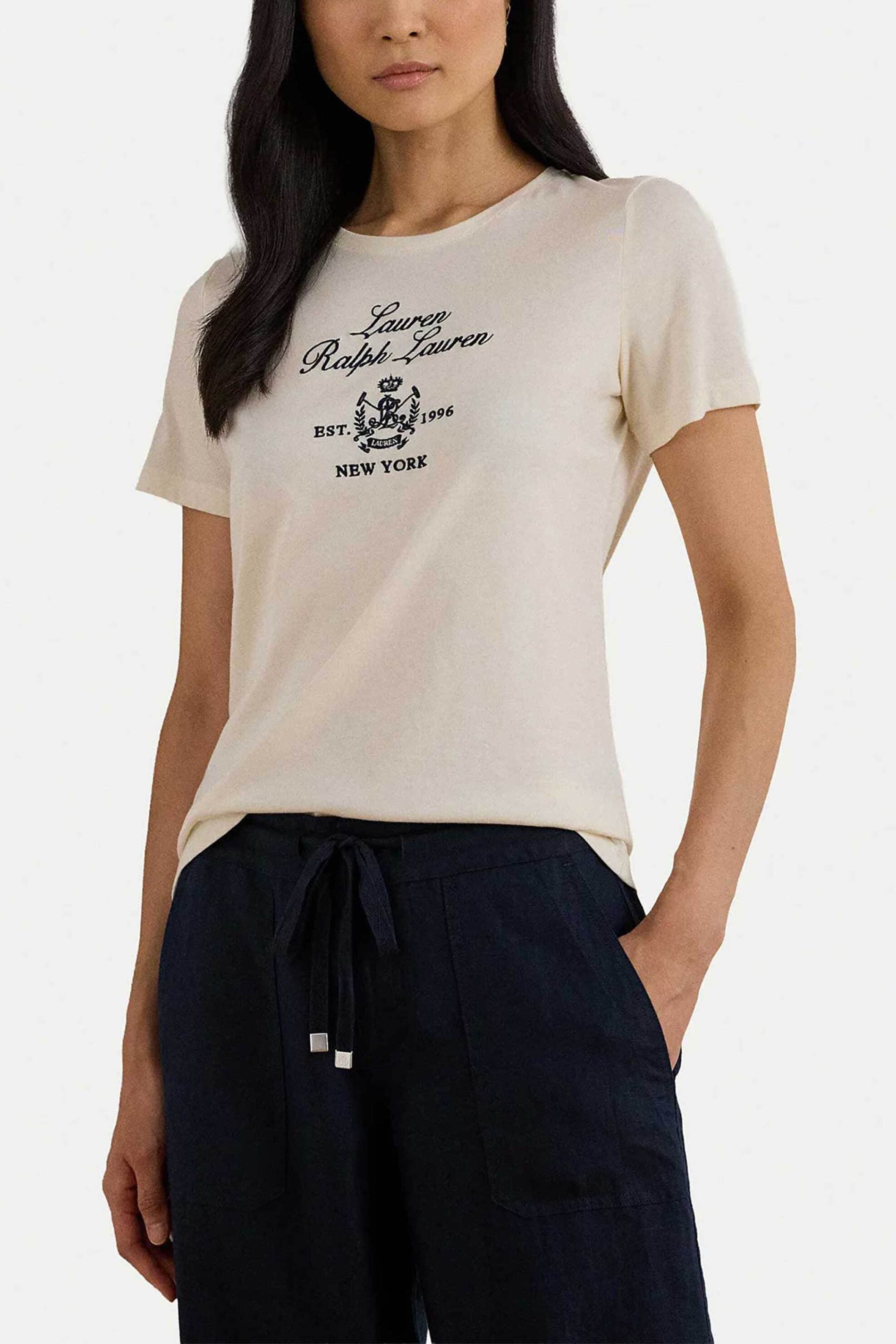 Lauren Ralph Lauren γυναικείο T-shirt με λογότυπο και lettering Regular Fit