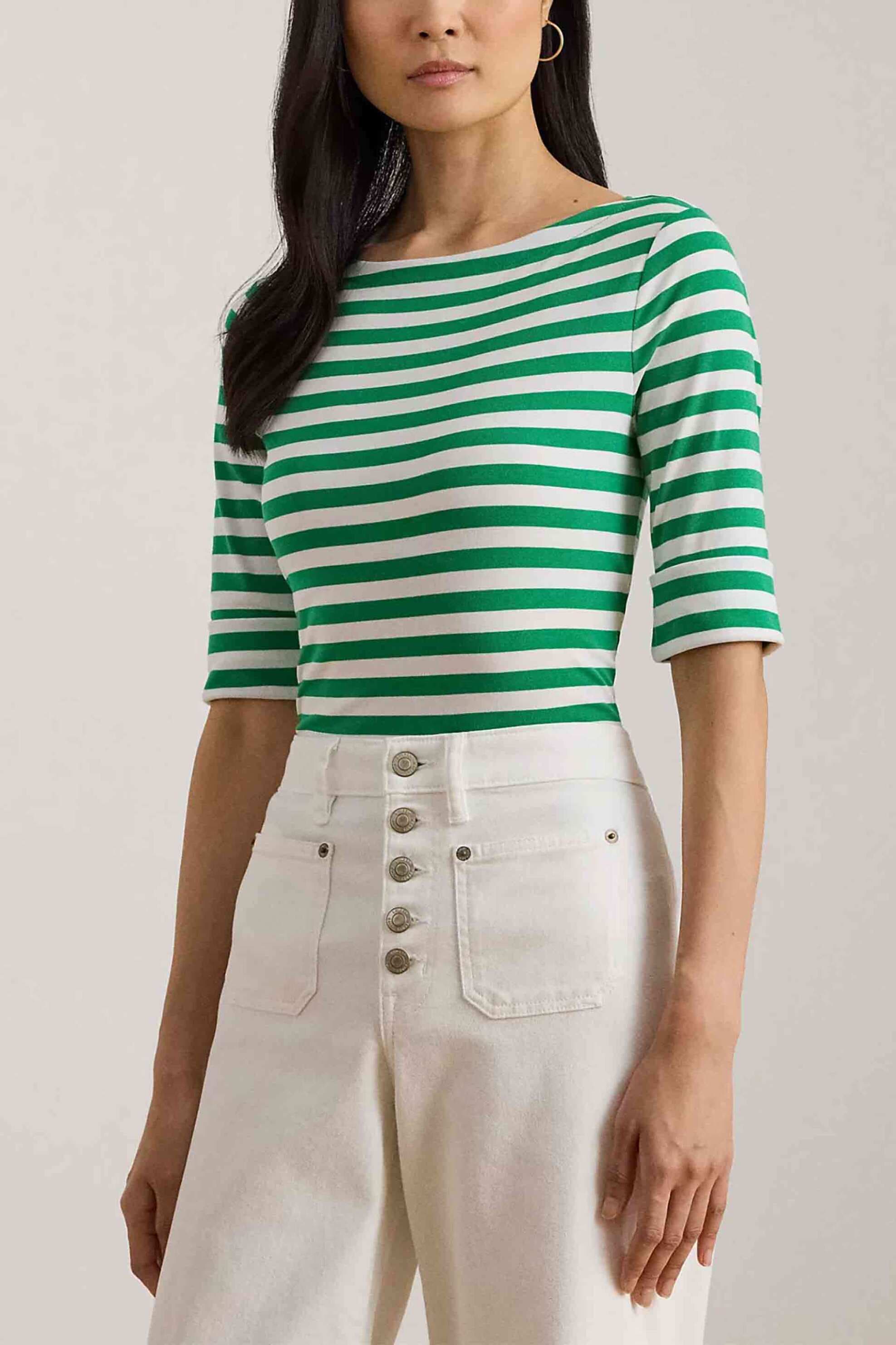 Lauren Ralph Lauren γυναικεία μπλούζα με ριγέ σχέδιο και boat λαιμόκοψη Slim Fit