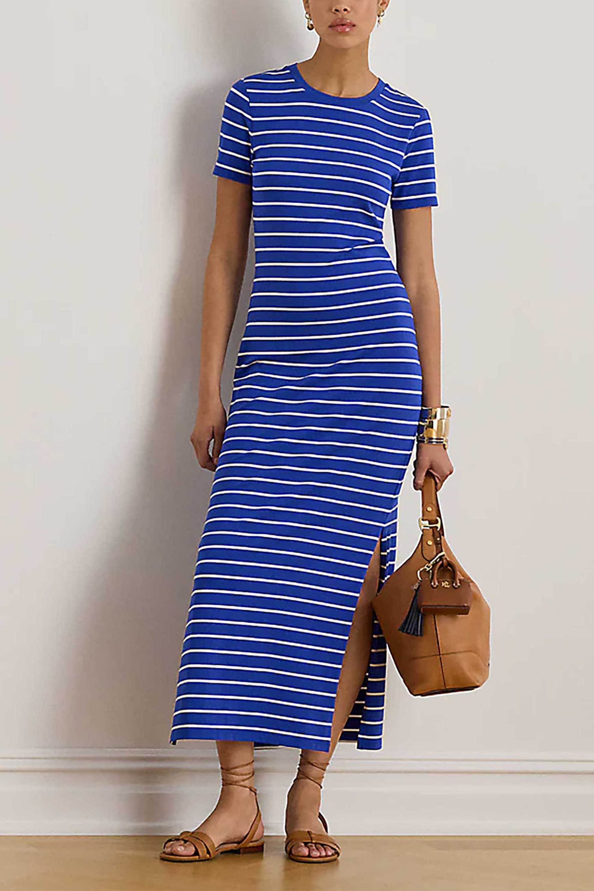 Lauren Ralph Lauren γυναικείο maxi φόρεμα με ριγέ σχέδιο Slim Fit | M